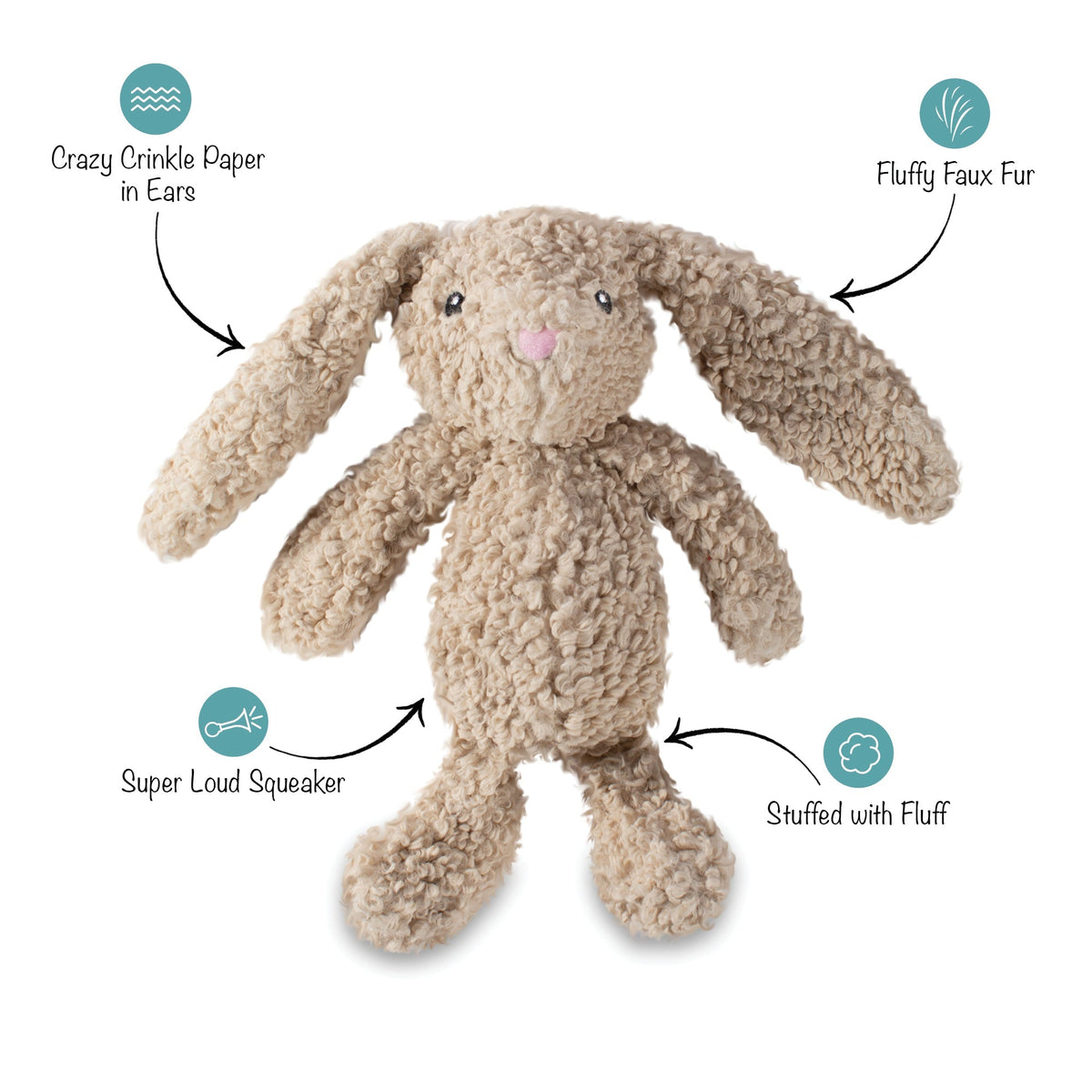 Fringe Studio Plush Squeaker Dog Toy - Bunny Love — alternate view