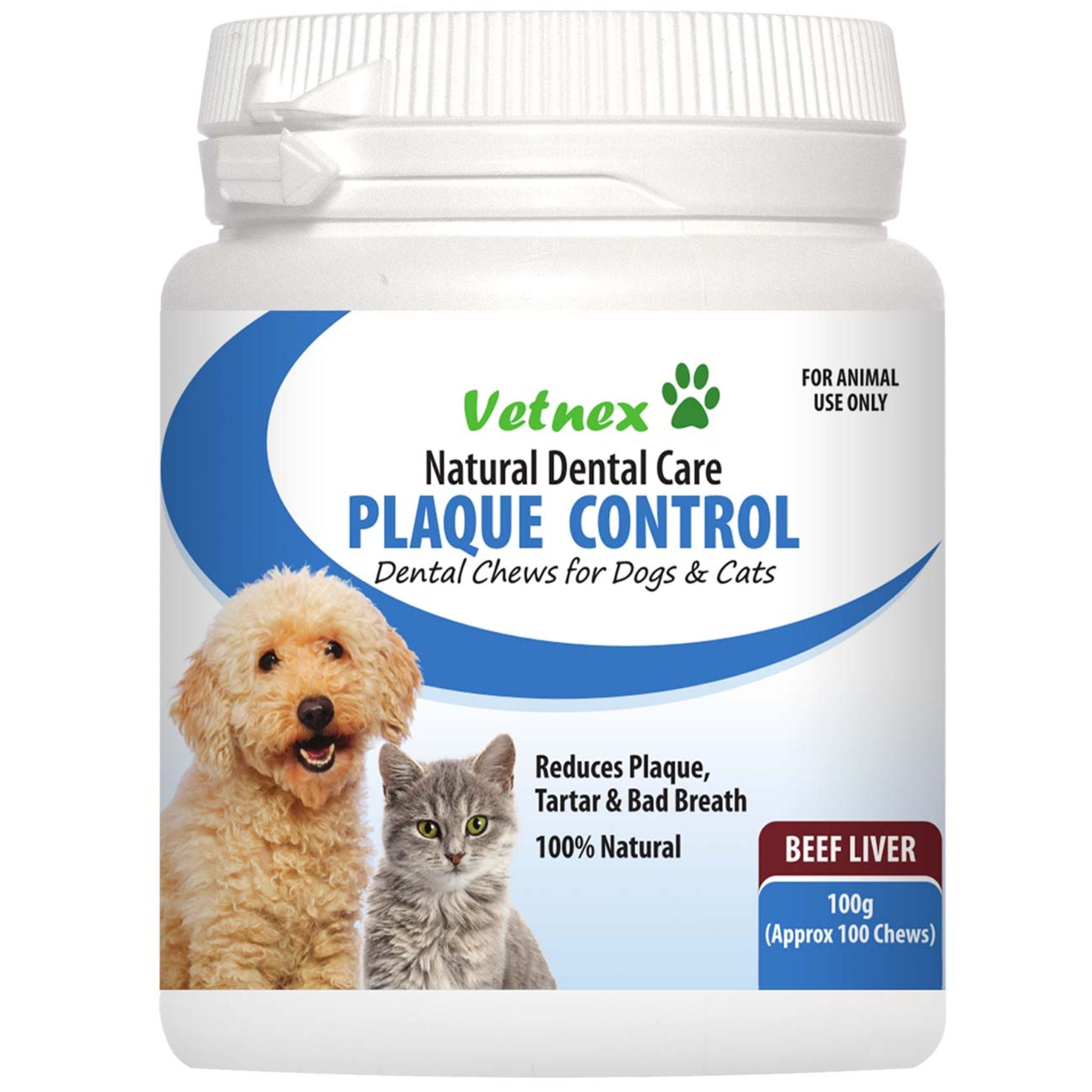 Vetnex Plaque Control Natural Dental Chews Beef Liver for Dogs & Cats