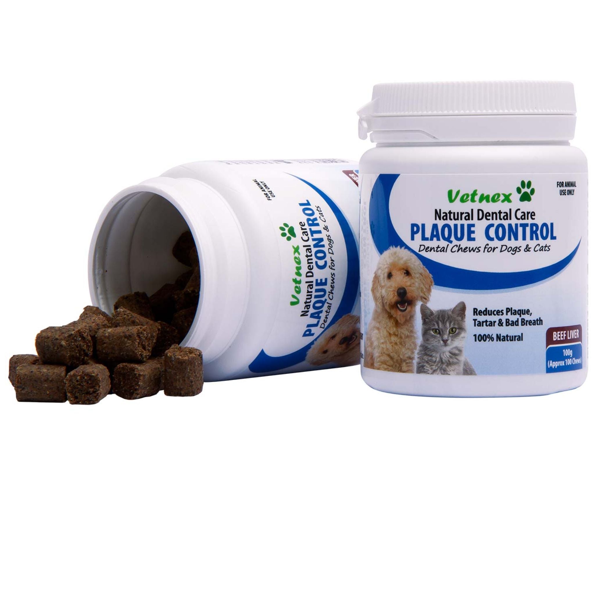 Vetnex Plaque Control Natural Dental Chews Beef Liver for Dogs & Cats