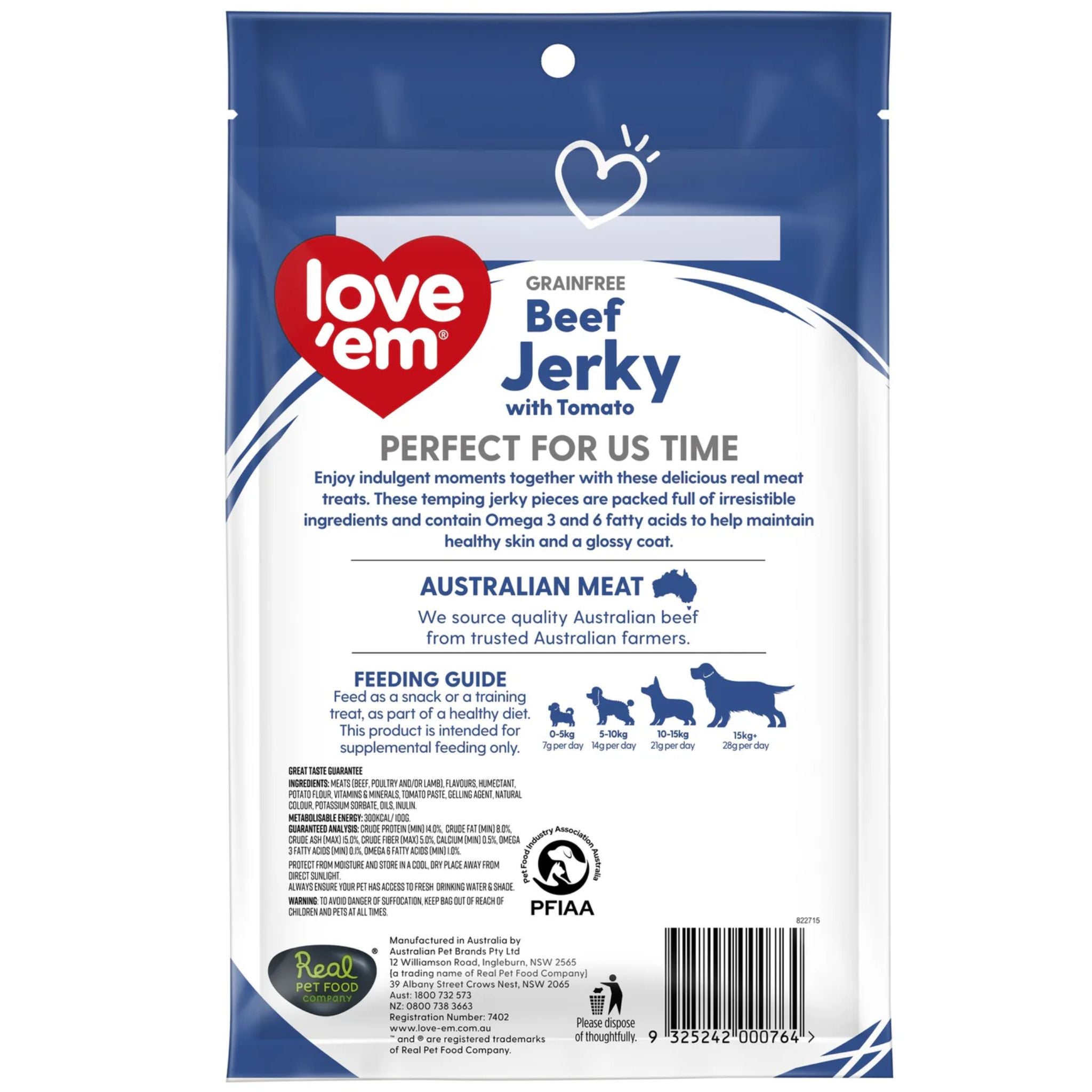 Love'em Grain Free Beef with Tomato Jerky Dog Treats