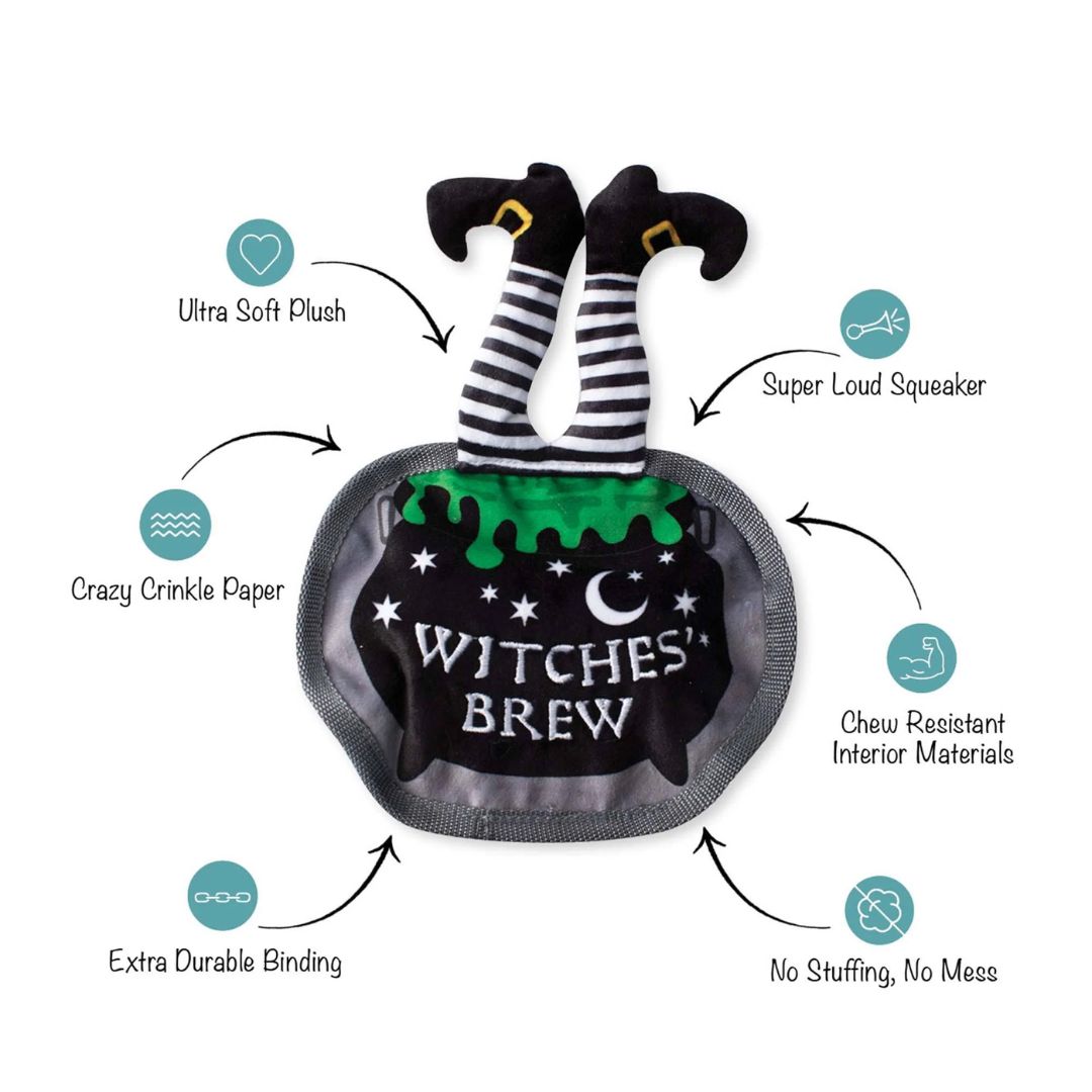 Fringe Studio Halloween Plush Squeaker Dog Toy - Drop In For A Spell | PeekAPaw Pet Supplies