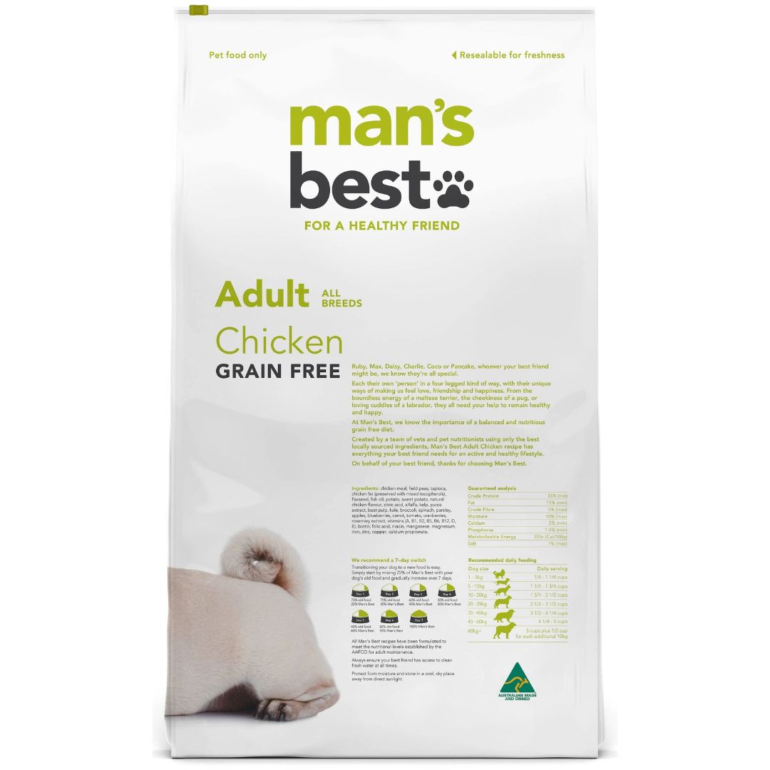 Mans Best Adult Dog Food Chicken - Back | PeekAPaw Pet Supplies