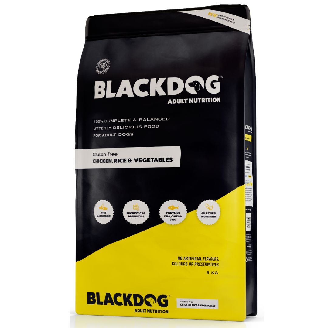 Blackdog Adult Dry Dog Food Gluten Free Chicken, Rice & Vegetable - 9kg | PeekAPaw Pet Supplies