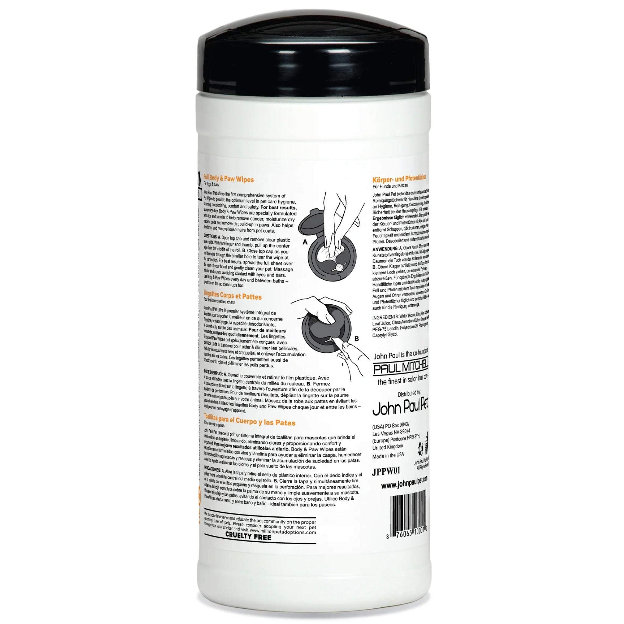 John Paul Pet Full Body & Paw Wipes
