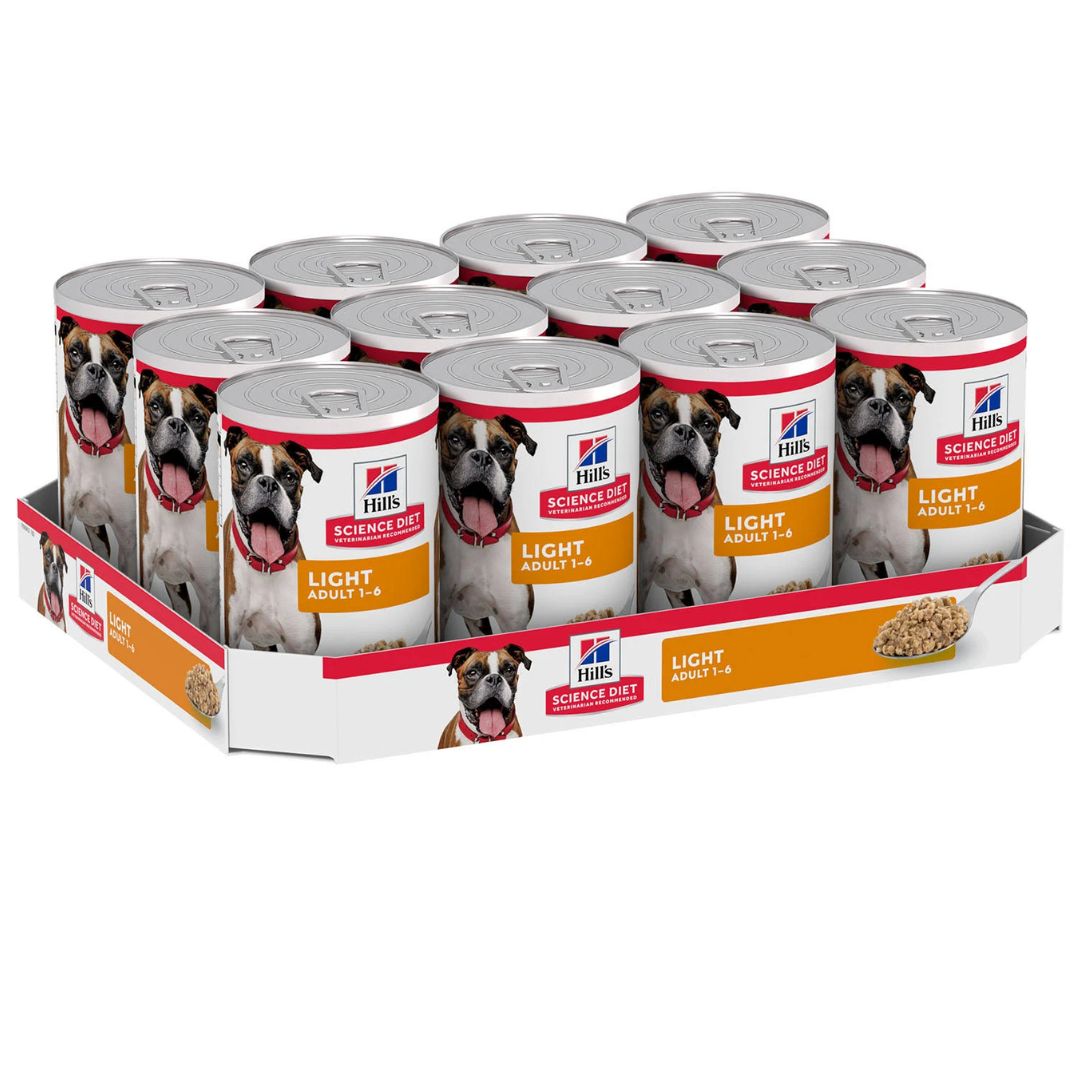 Hill's Science Diet Canned Dog Food Adult Light - 370g x 12 | PeekAPaw Pet Supplies