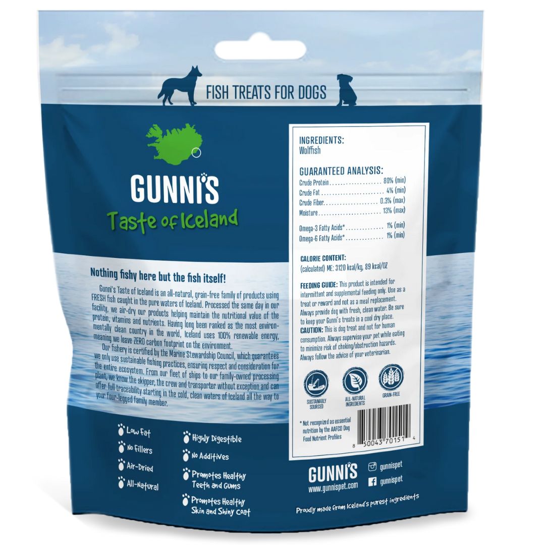 Gunni's Taste of Iceland Dog Treats Wolffish Wafers - 141g | PeekAPaw Pet Supplies