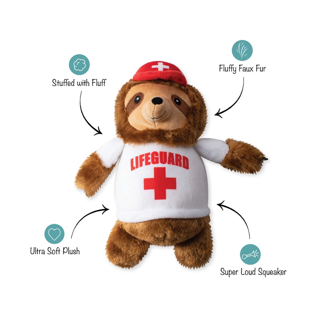 Fringe Studio Plush Squeaker Dog Toy - Into The Swim Of Things Sloth | PeekAPaw Pet Supplies