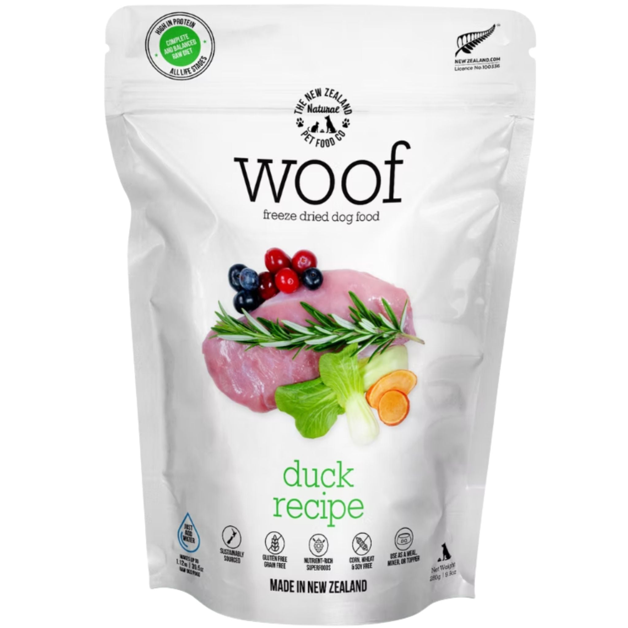 The New Zealand Natural Woof Freeze Dried Dog Food Duck