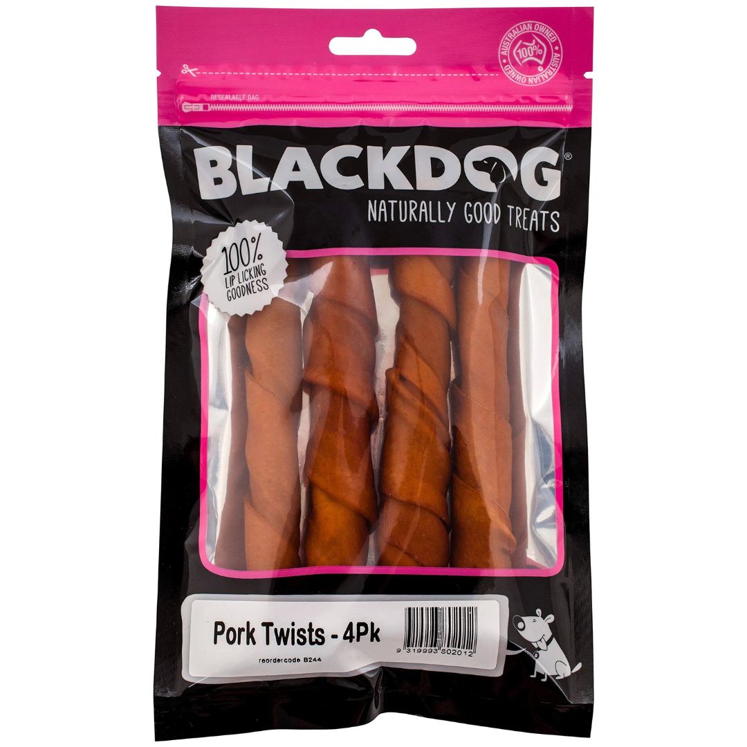 Blackdog Pork Twists Dog Treats - 4Pk | PeekAPaw Pet Supplies