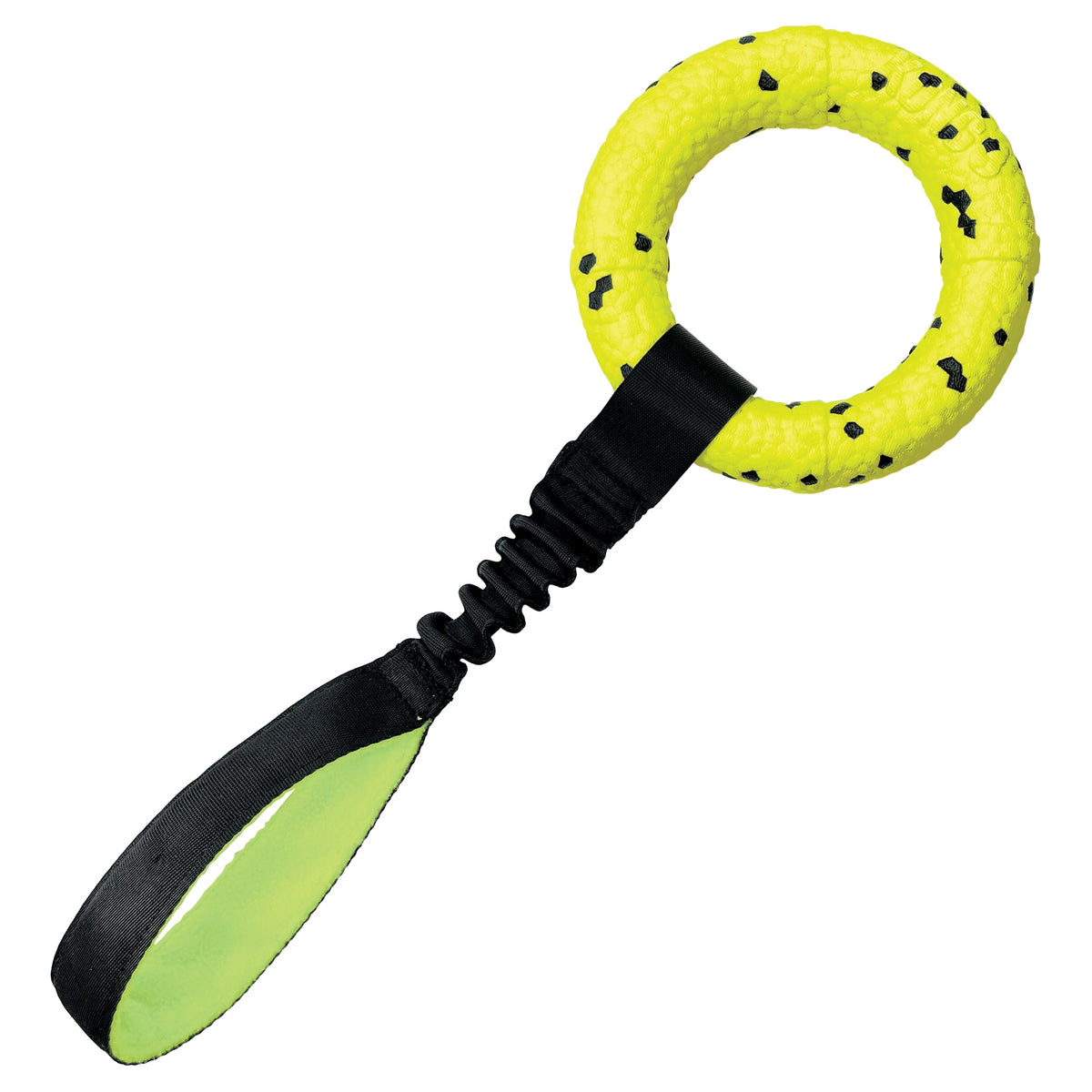 KONG Reflex Tug dog toy out of the pack – yellow ring on a corded handle