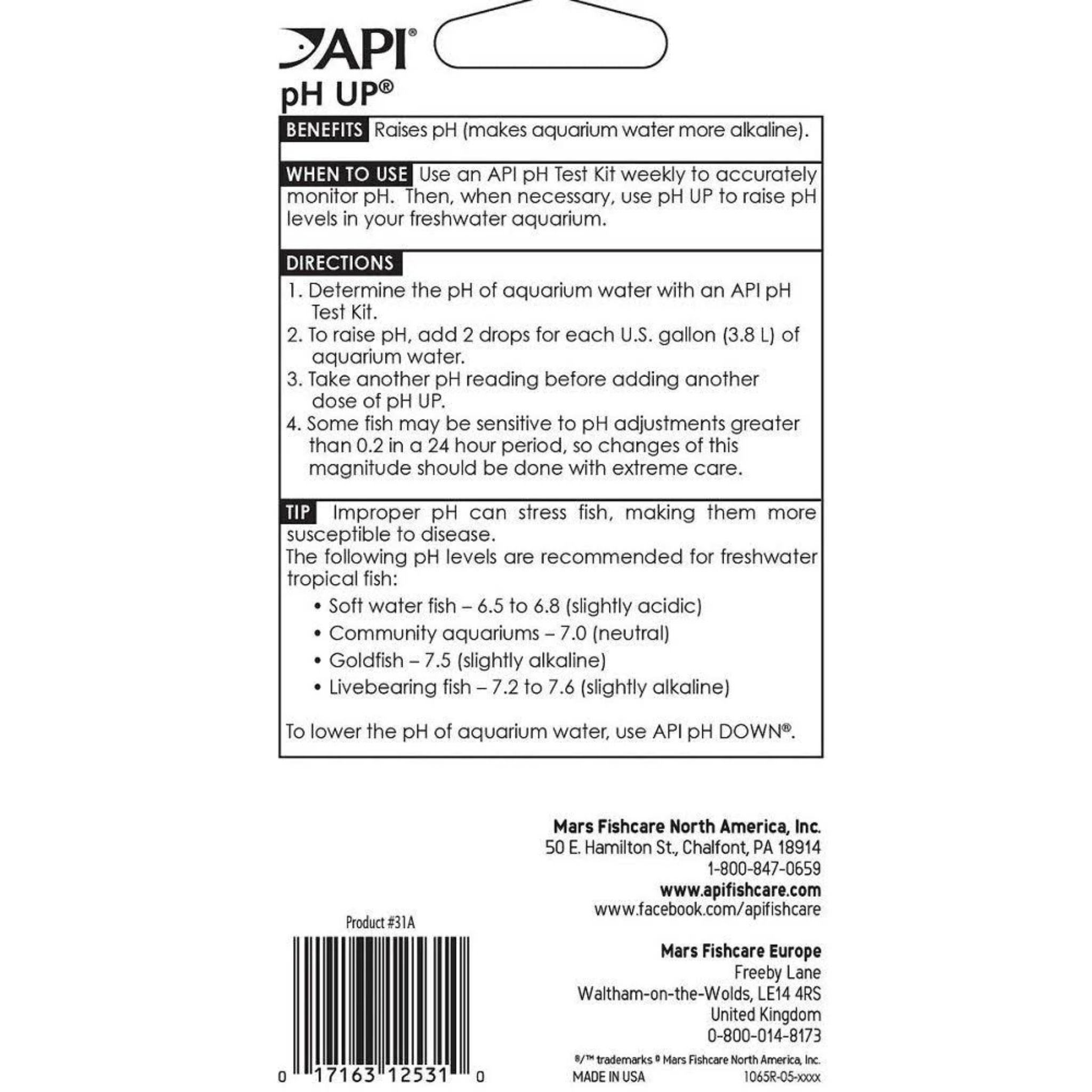 API PH Up Freshwater Aquarium Water Treatment