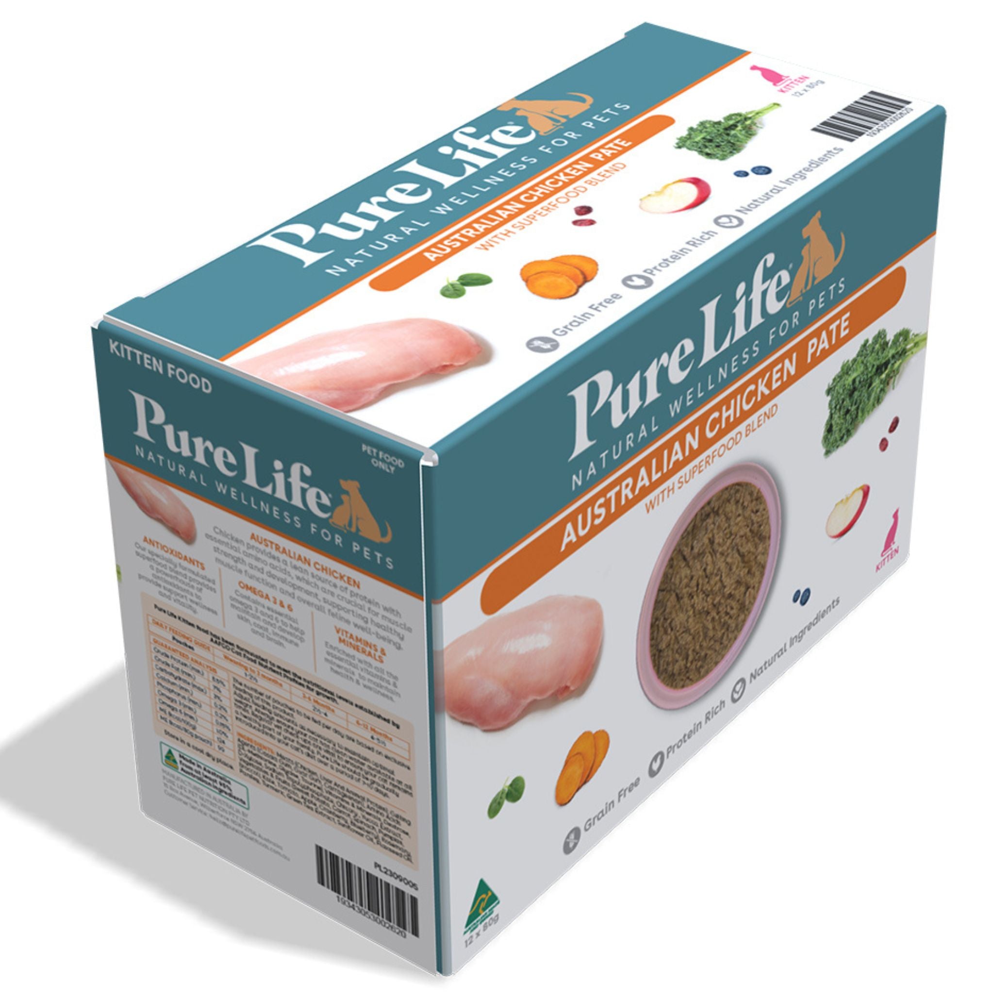Pure Life Wet Cat Food for Kitten Chicken Pate 85g x 12 | PeekAPaw Pet Supplies