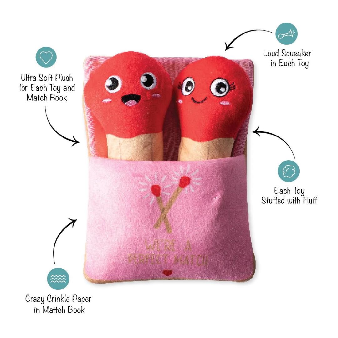 Fringe Studio Plush Squeaker Valentine's Day Dog Toy - Perfect Match| PeekAPaw Pet Supplies