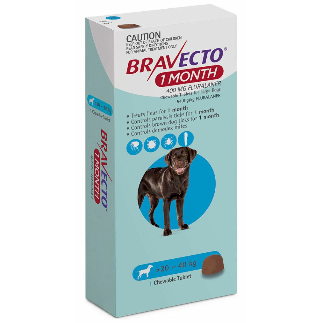 Bravecto 1 Month Chew for Dogs - Very Small Dog(20-40kg) | PeekAPaw Pet Supplies