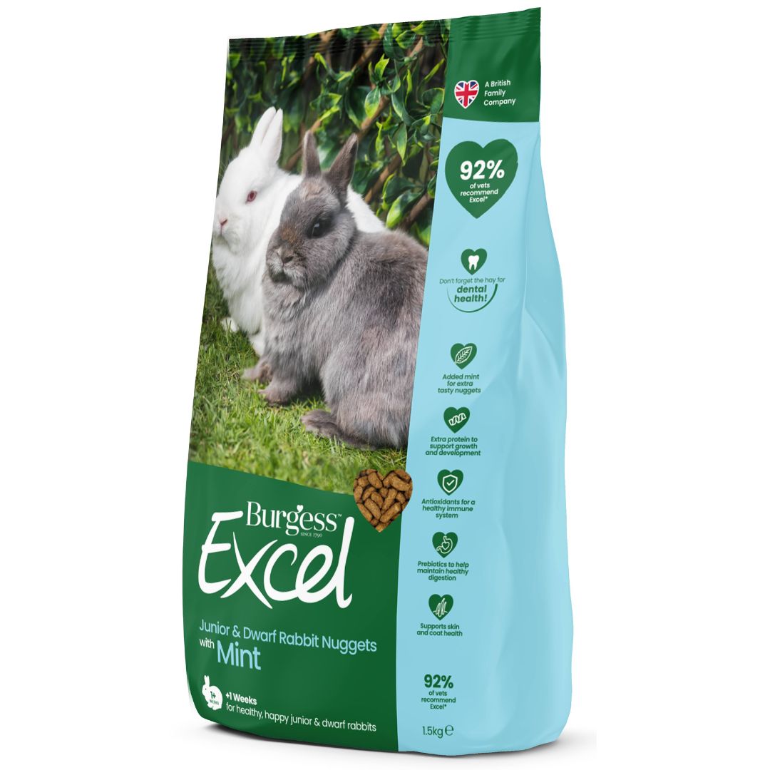 Burgess Excel Junior & Dwarf Rabbits Nuggets Mint - 4kg | PeekAPaw Pet Supplies