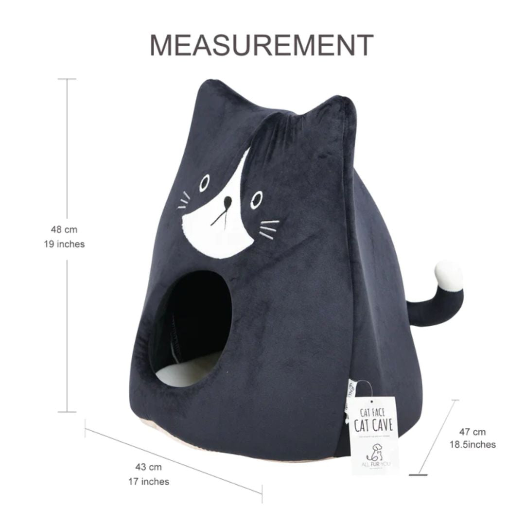 All Fur You Cat Cave - Cat Face Black | PeekAPaw Pet Supplies
