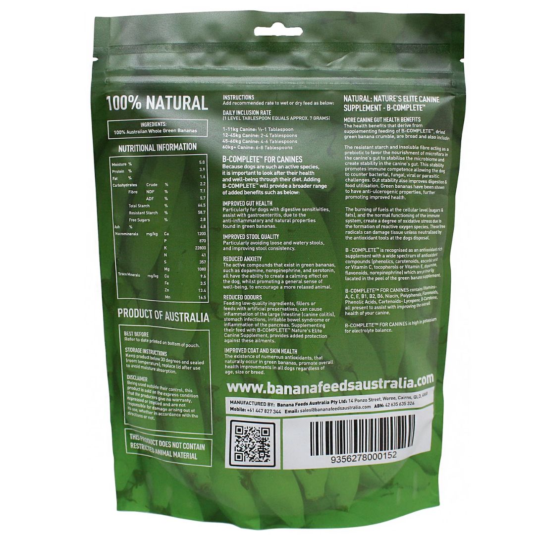 Banana Feeds Australia B-Complete Natures Canine Supplement - Back | PeekAPaw Pet Supplies