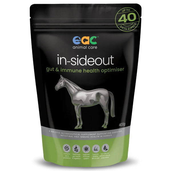 EAC Animal Care in-Sideout Horse - Pre & Probiotic, Nutraceutical & Gut Health Supplement for Horses & Ponies - 400g  | PeekAPaw Pet Supplies