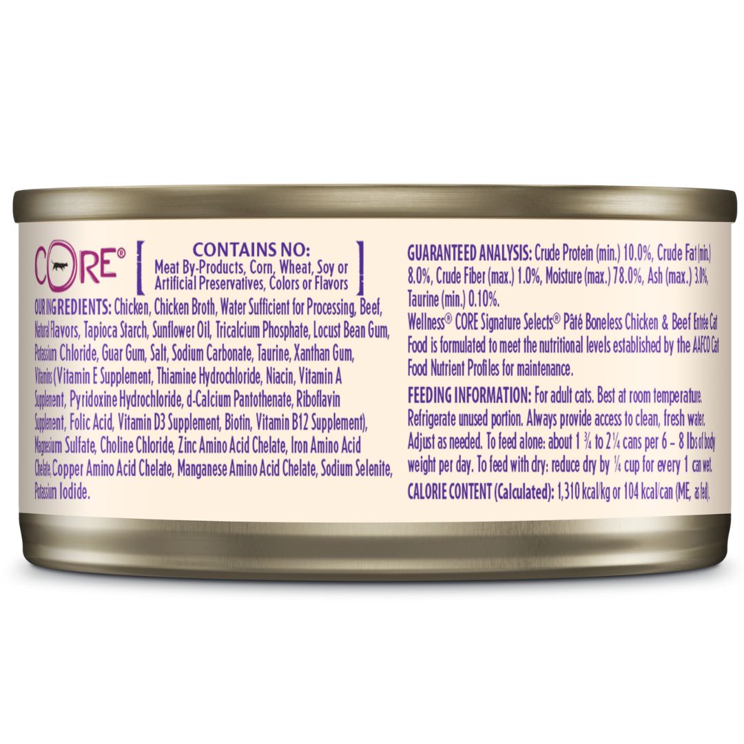 Wellness Core Wet Cat Food Signature Selects Boneless Chicken & Beef | PeekAPaw Pet Supplies