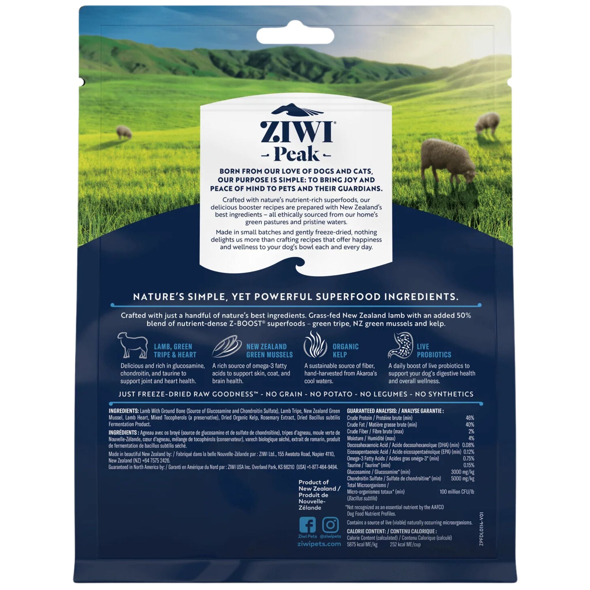 ZIWI Peak Freeze Dried Dog Boosters Raw Superboost - Lamb | PeekAPaw Pet Supplies