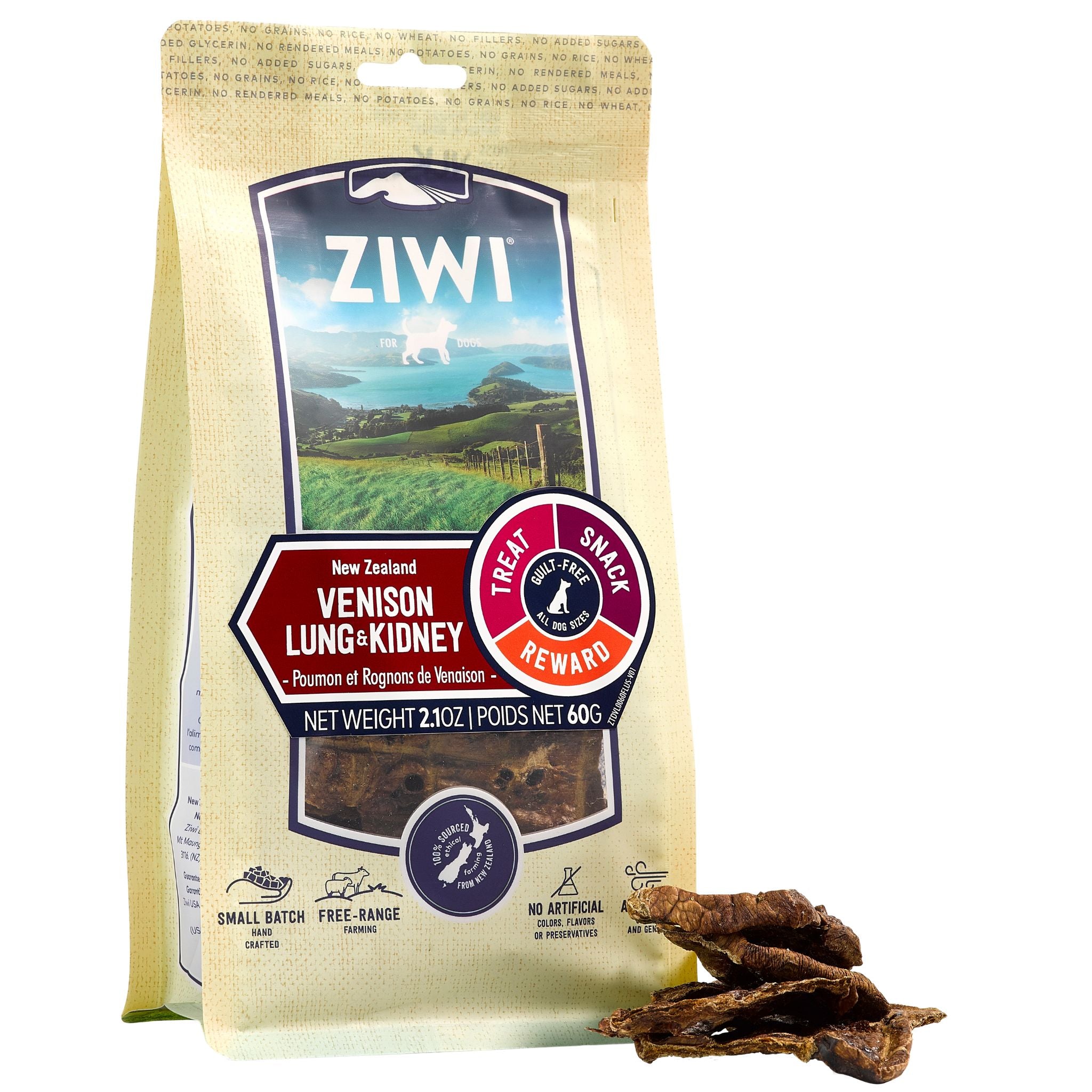 ZIWI Dog Treats Venison Lung & Kidney - 60g | PeekAPaw Pet Supplies