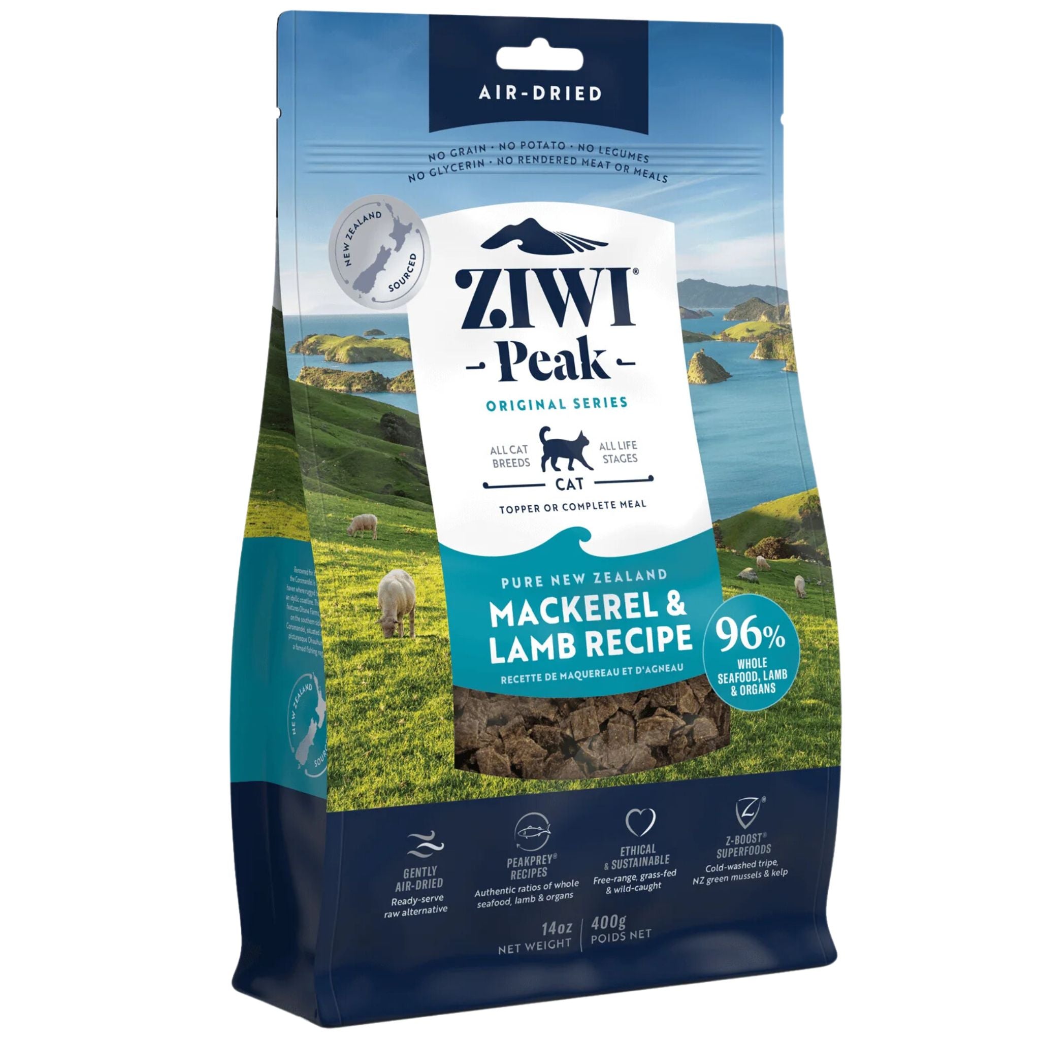 ZIWI Peak Cat Food Air Dried Mackerel and Lamb 400g | PeekAPaw Pet Supplies