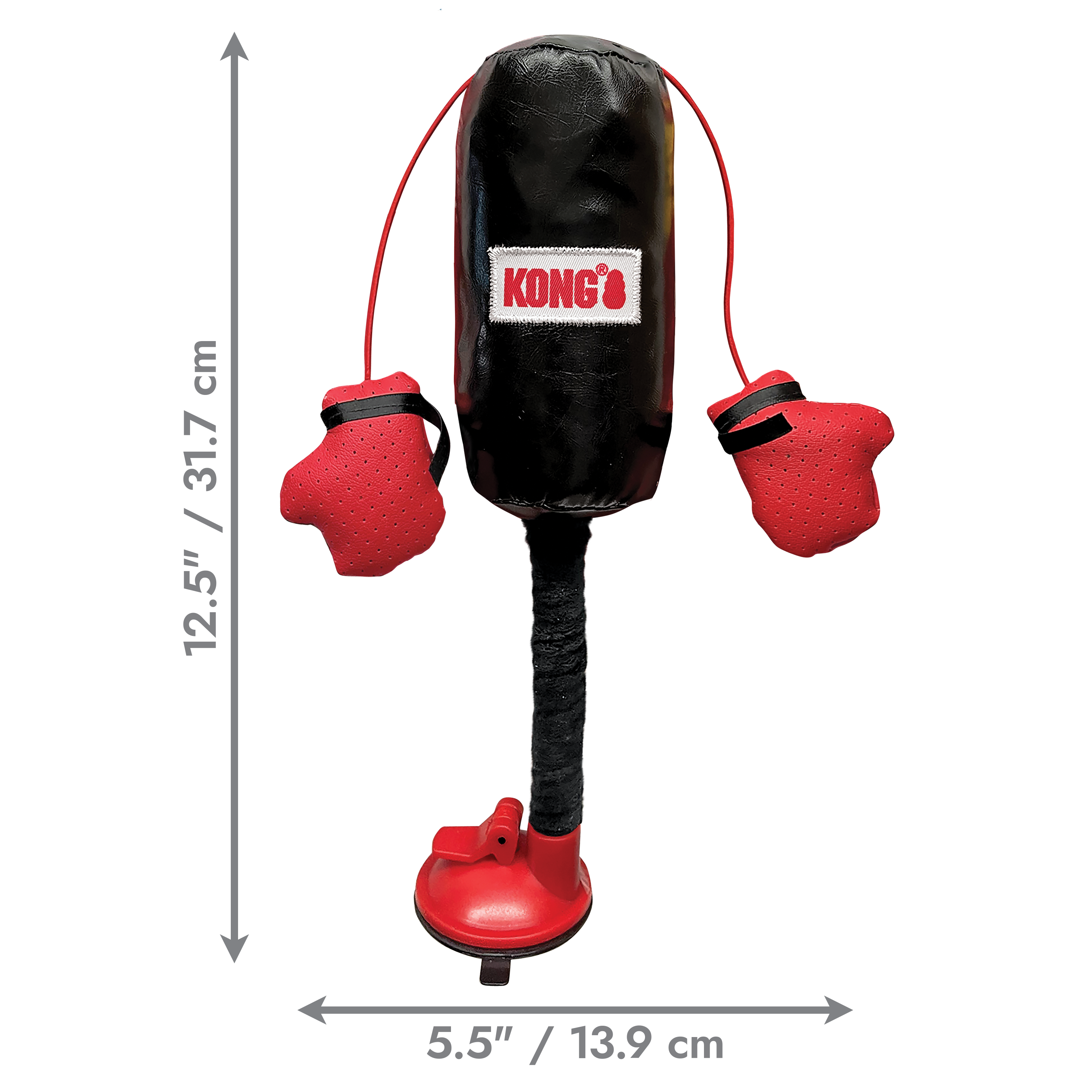 KONG Cat Toys Connects Punching Bag with dimensions marked