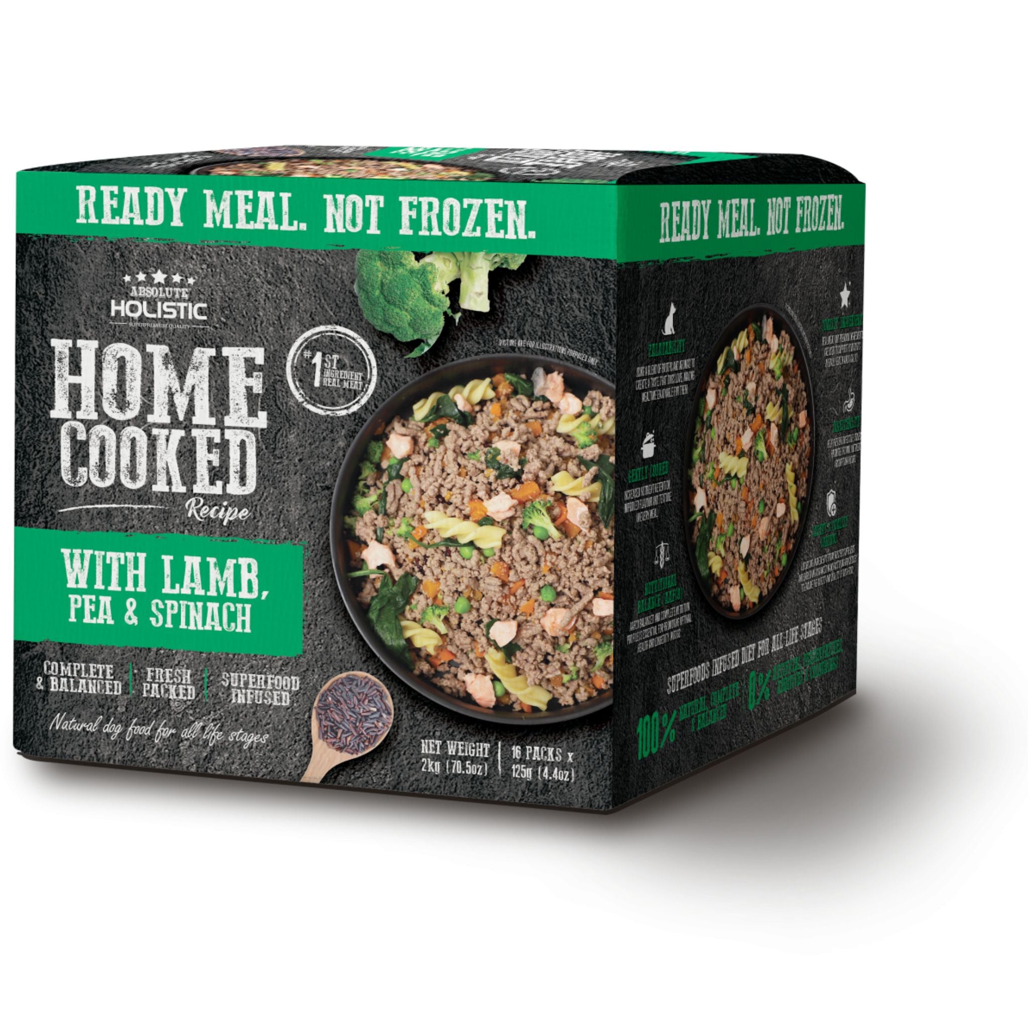 Absolute Holistic Home Cooked Wet Dog Food Lamb, Peas & Spinach