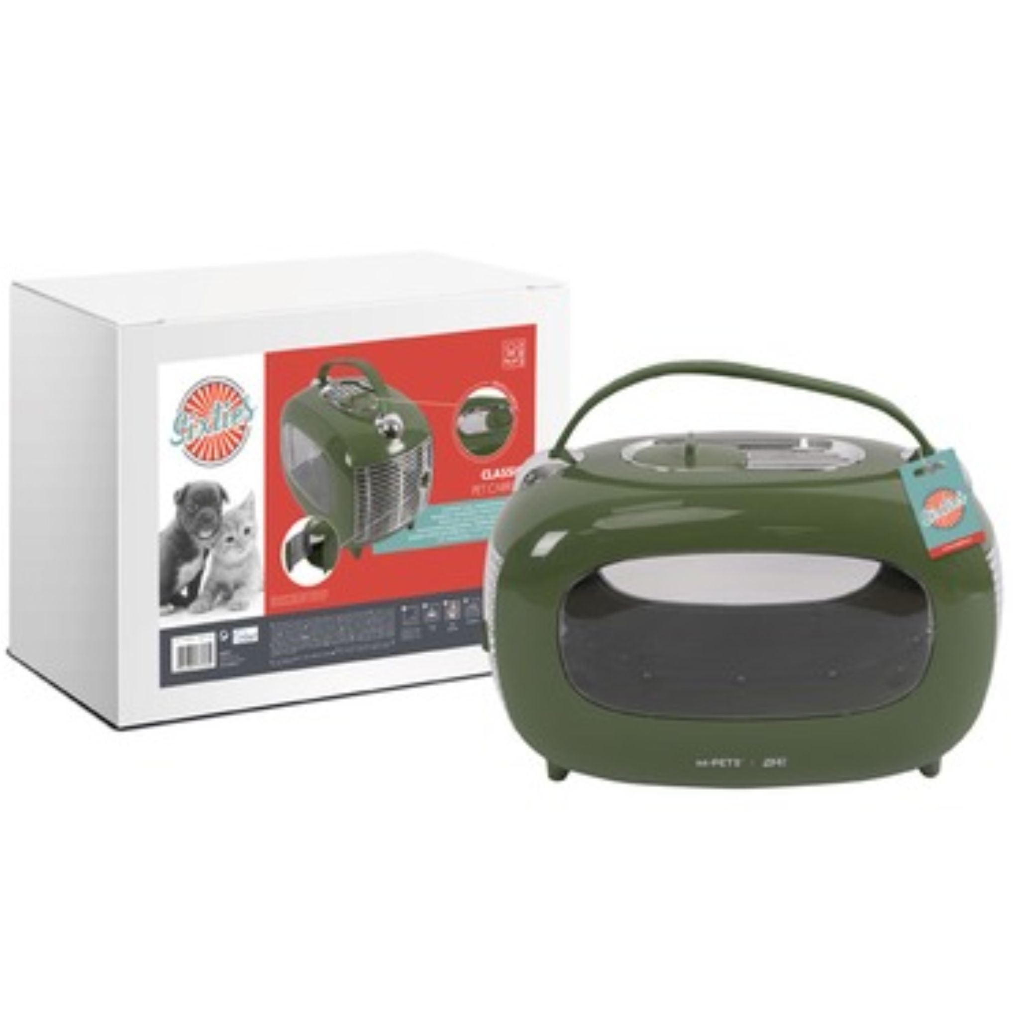 M-Pets SIXTIES Classic Pet Carrier Green | PeekAPaw Pet Supplies