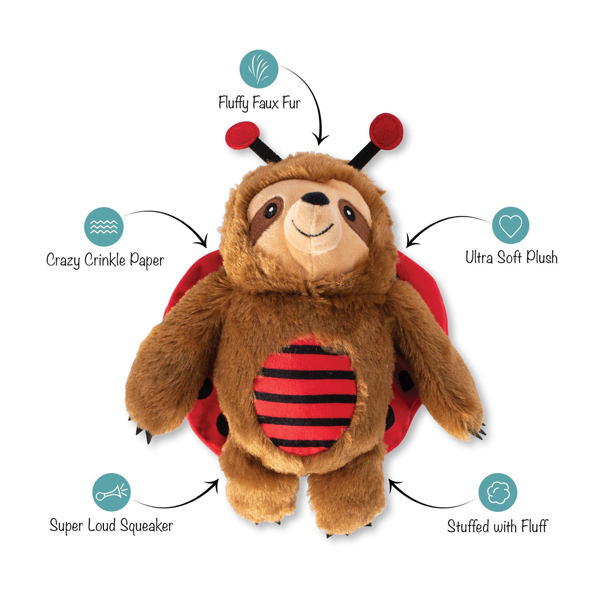 Fringe Studio Plush Squeaker Dog Toy - Little Ladybug — alternate view