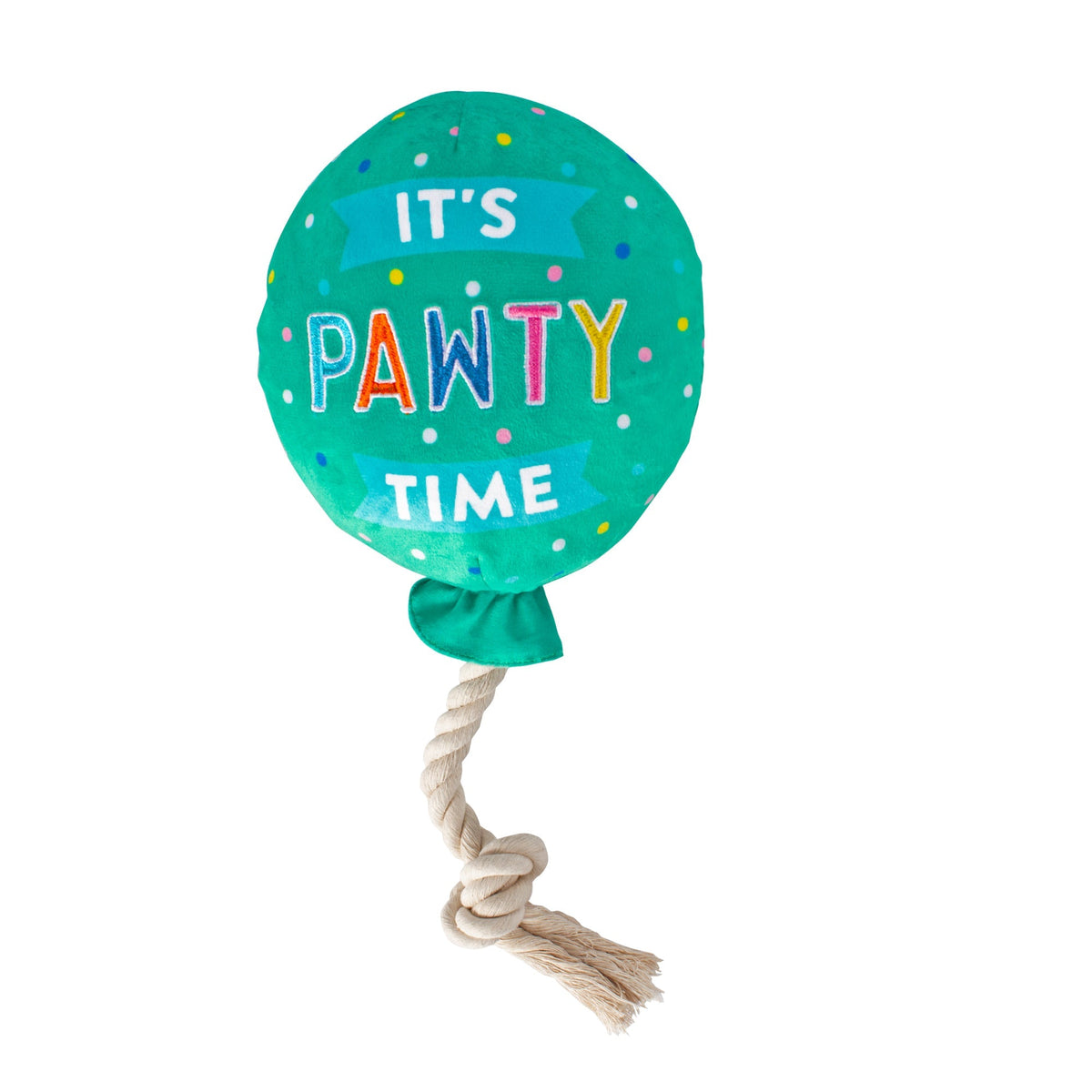 Fringe Studio Plush Squeaker Dog Toy - I Pawty You Pawty — front view