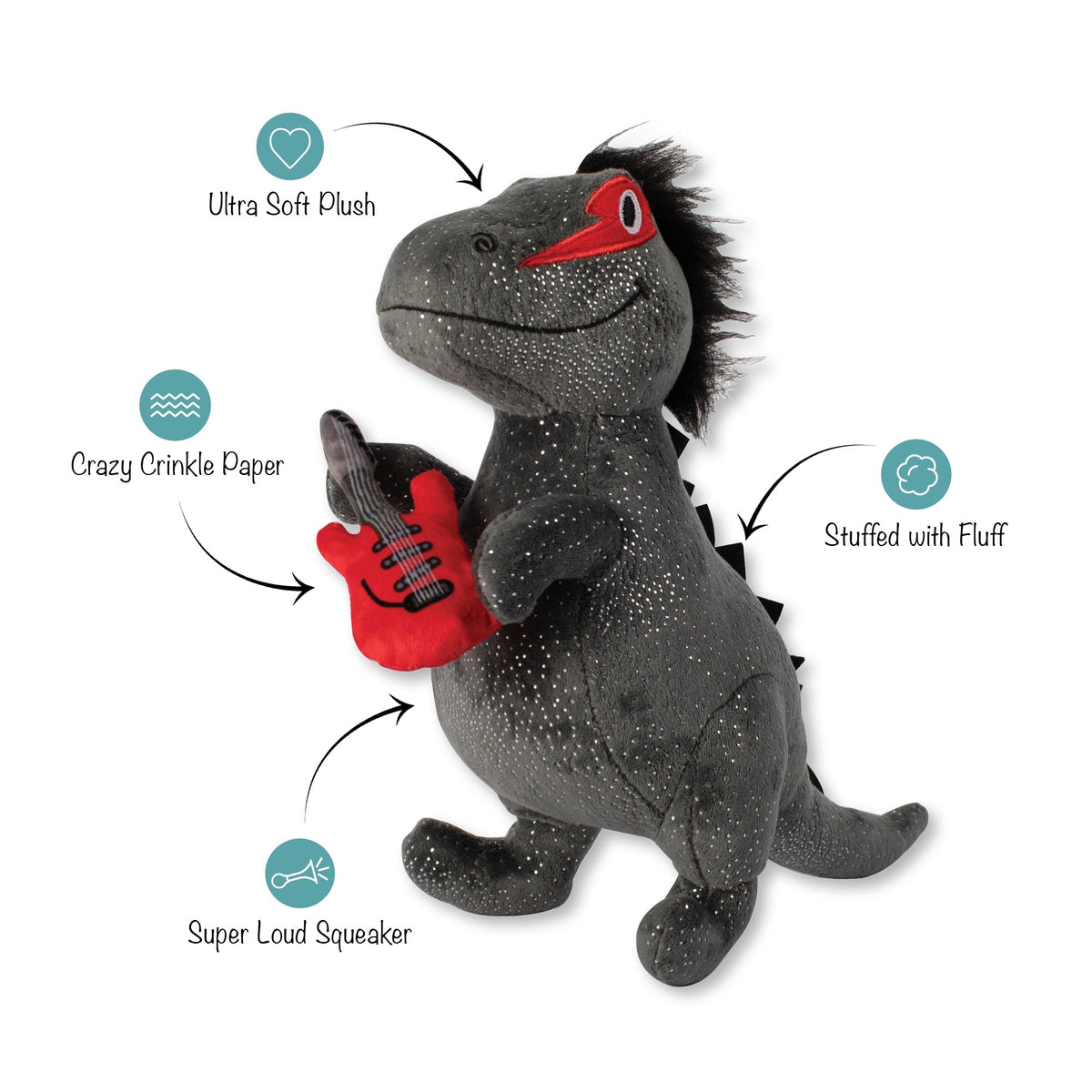 Fringe Studio Large Plush Dog Toy - Rocker Rex — alternate view