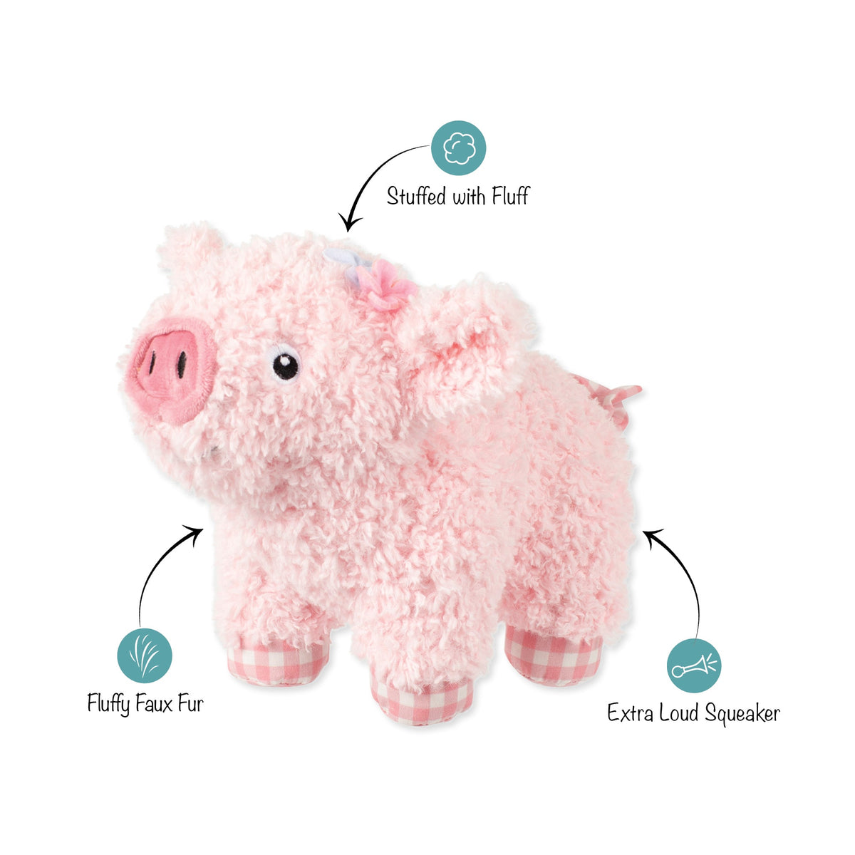 Fringe Studio Plush Squeaker Dog Toy - I Ham What I Ham — feature callouts
