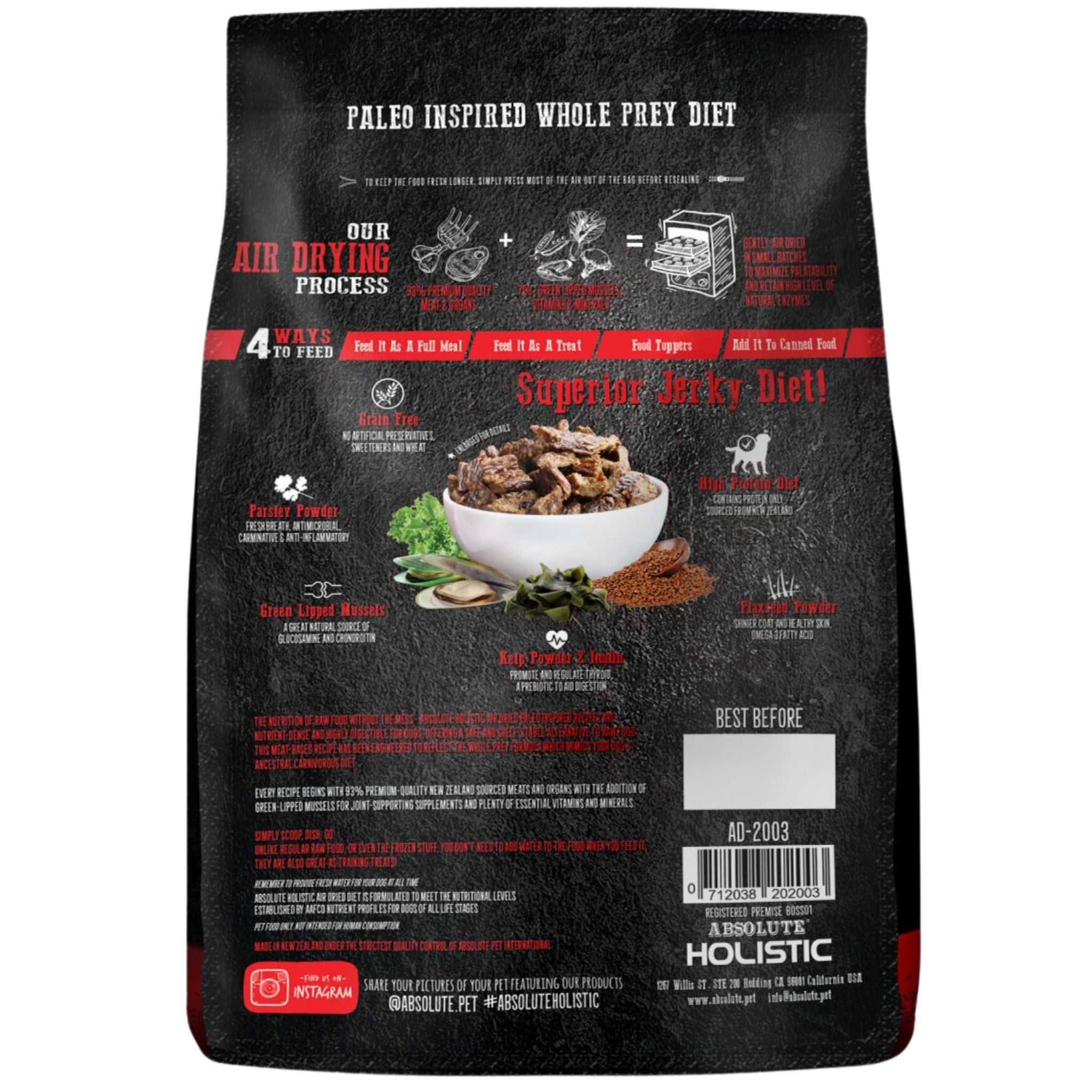 Absolute Holistic Air Dried Dog Food Beef & Venison