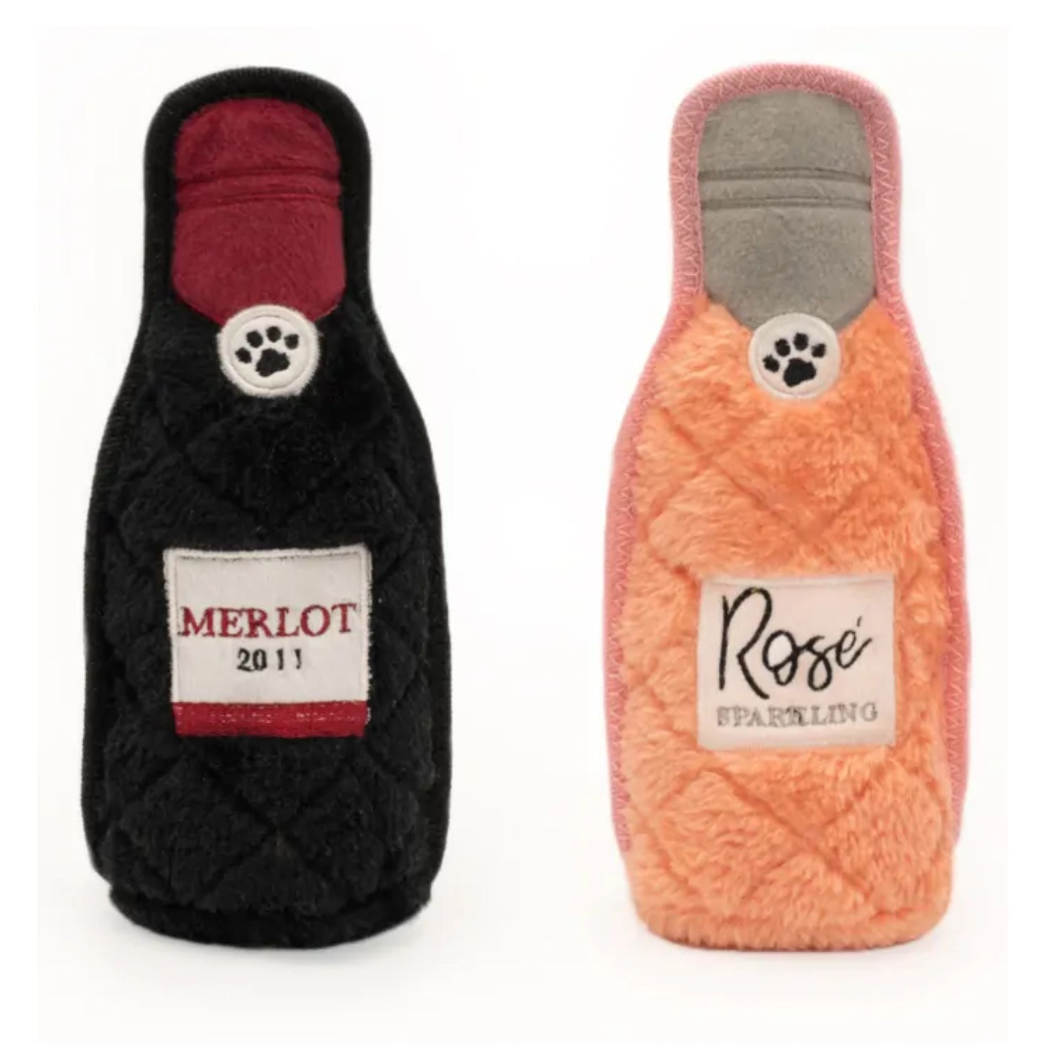 Zippy Paws Dog Toys Z-Stitch Happy Hour Crusherz - 2 Pack Merlot & Rose