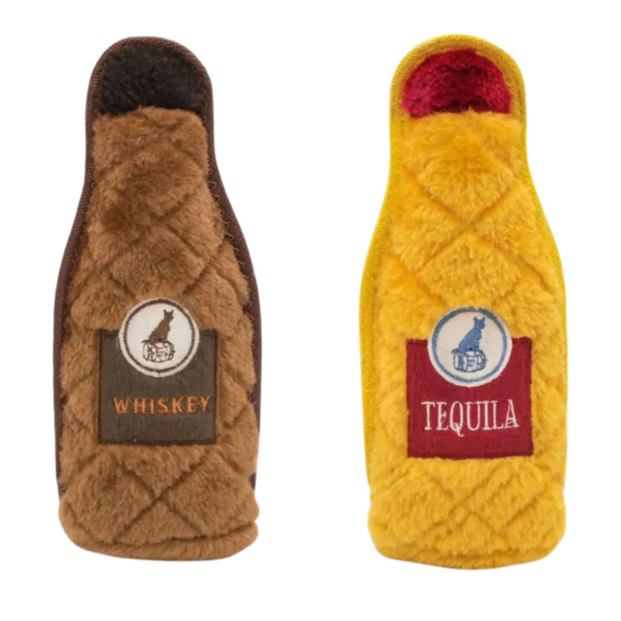 Zippy Paws Dog Toys Z-Stitch Happy Hour Crusherz - 2 Pack Whiskey & Tequila