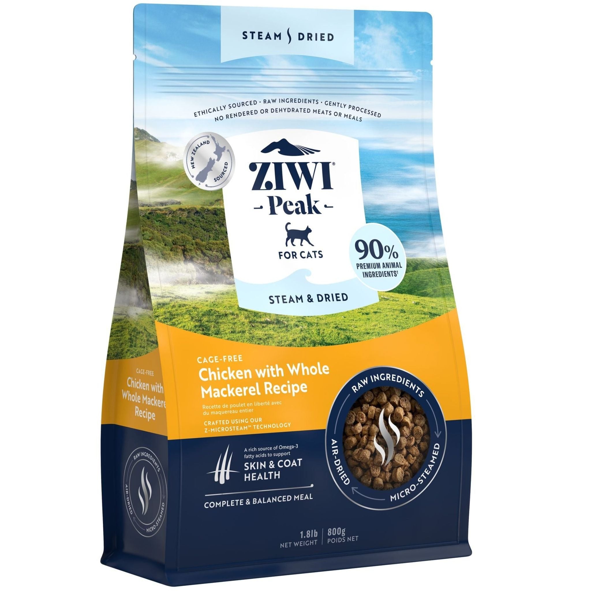 Ziwi Peak Steam and Dried Cat Food Cage-Free Chicken with Whole Mackerel