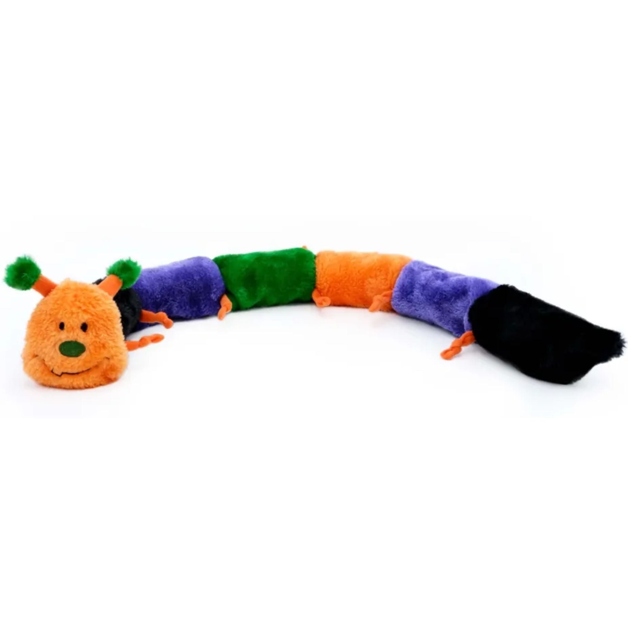 Zippy Paws Plush No Stuffing Dog Toy Deluxe Caterpillar - 6 Squeakers