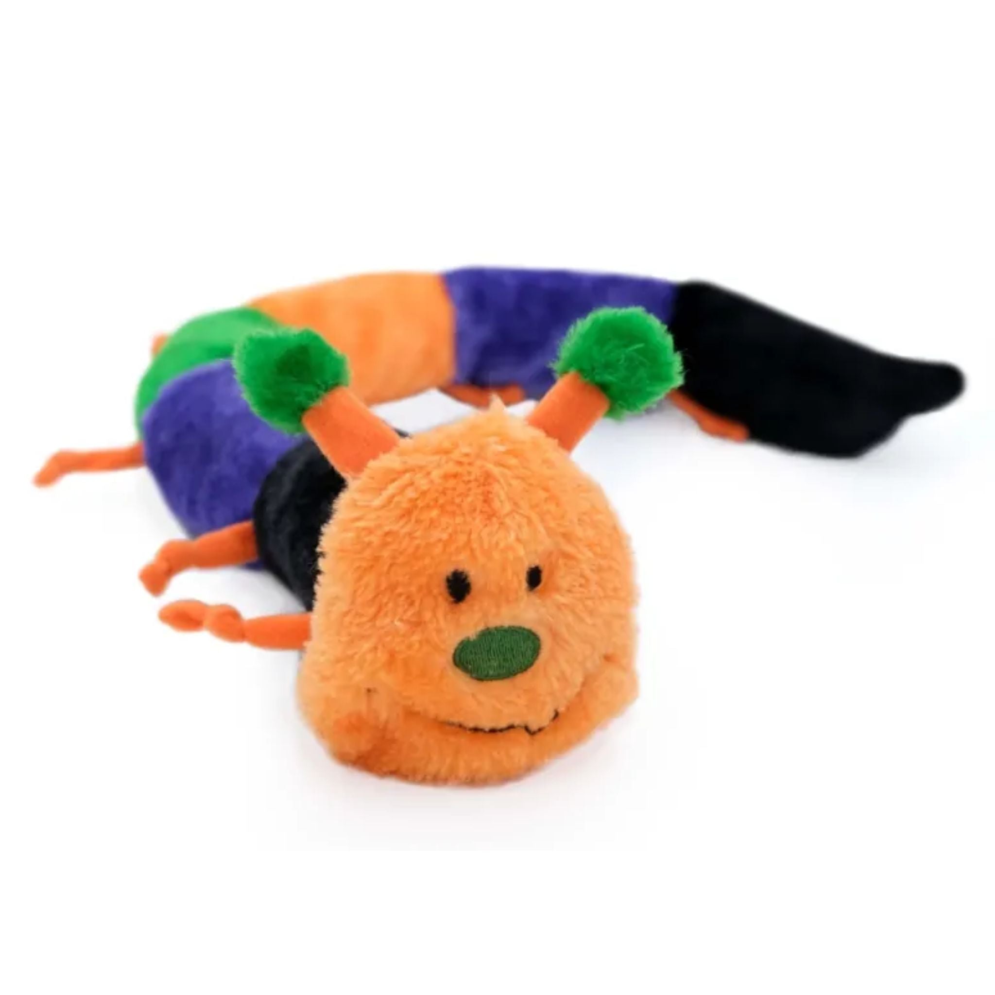 Zippy Paws Plush No Stuffing Dog Toy Deluxe Caterpillar - 6 Squeakers