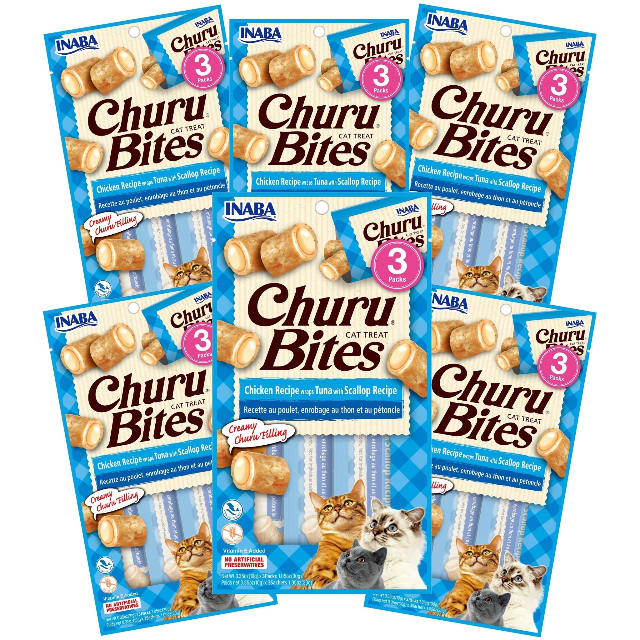 Inaba Cat Treat Churu Bites Chicken Wraps Tuna Scallop