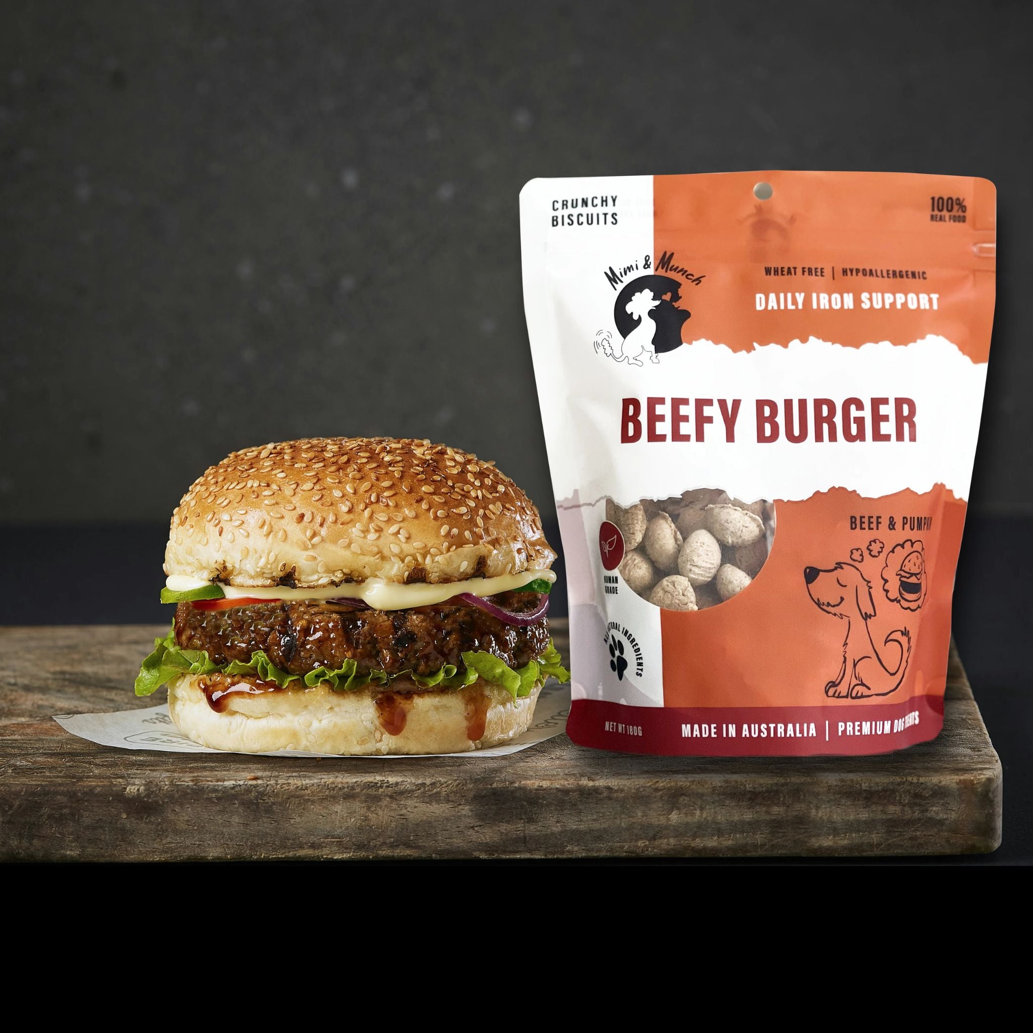 Mimi & Munch Beefy Burger Natural Dog Treats