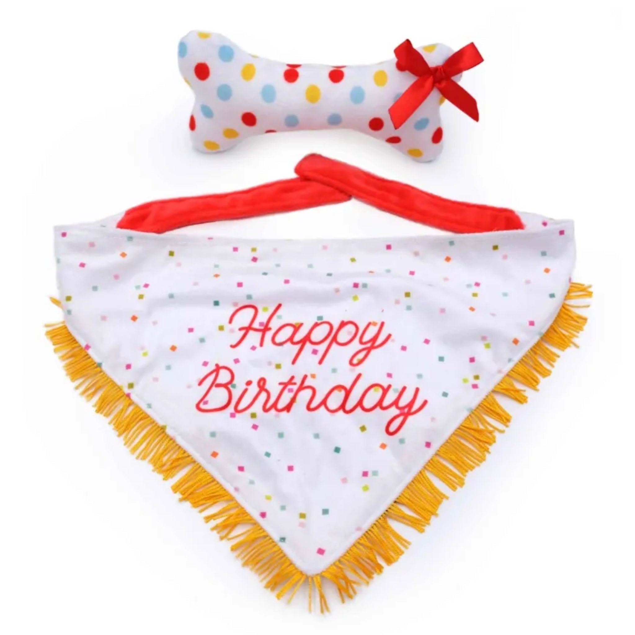 Zippy Paws Birthday Gift Set for Dogs - 2 Pack Bandana & Bone