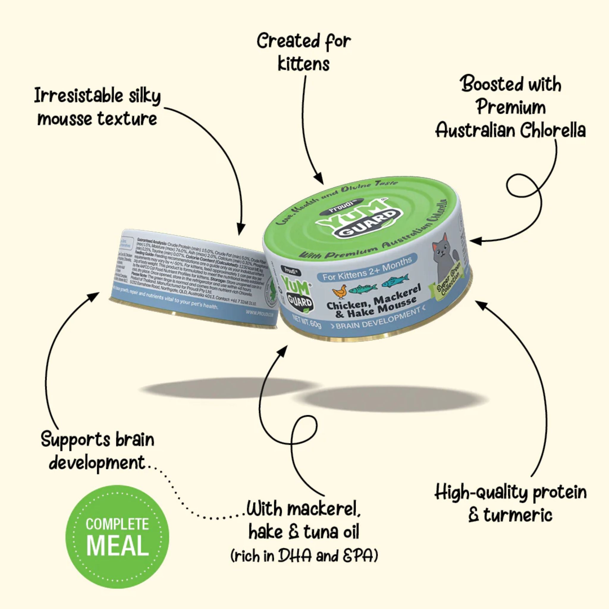YumGuard Chicken, Mackerel & Hake Mousse Wet Kitten Food