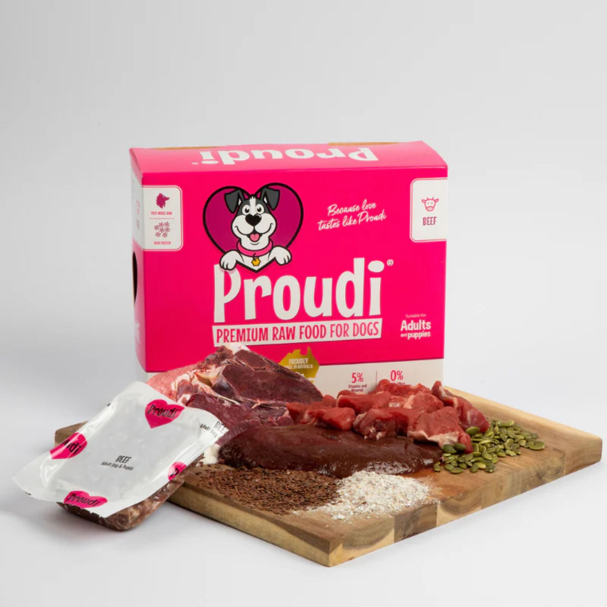 Proudi Beef Raw Patties for Dogs