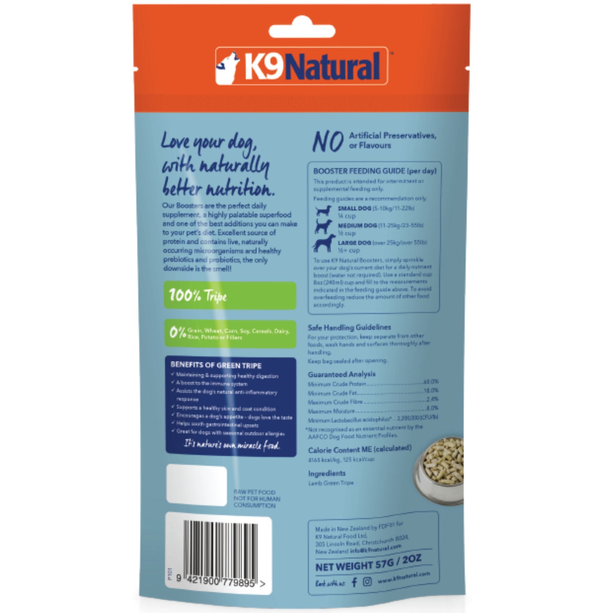 K9 Natural Lamb Green Tripe Freeze Dried Dog Booster
