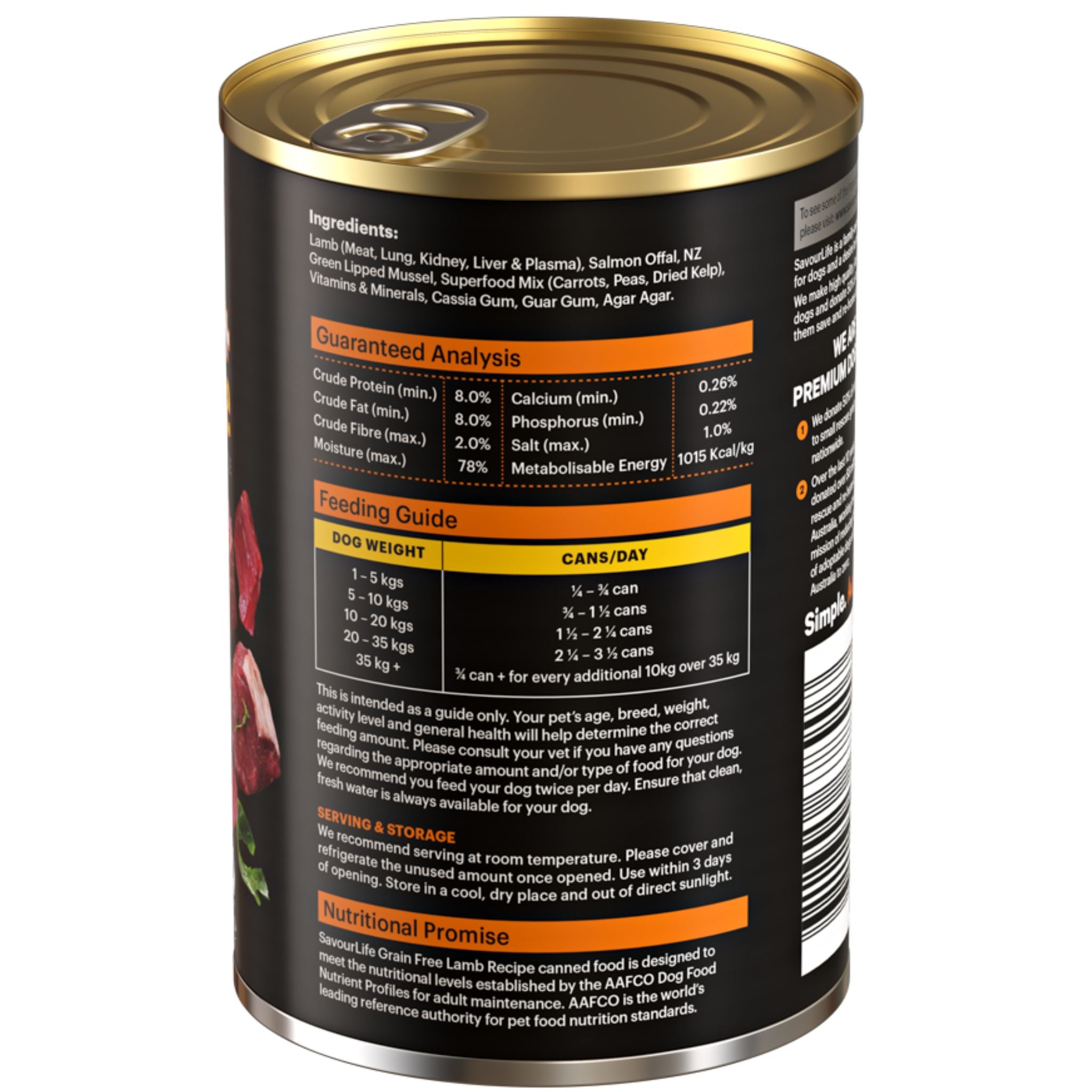 SavourLife Grain Free Adult Lamb Wet Dog Food Cans