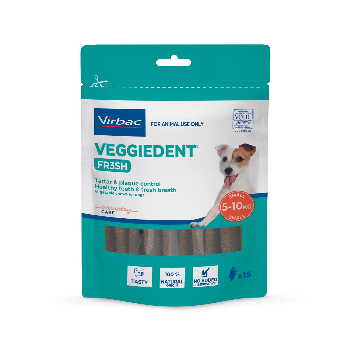 Virbac Veggiedent Fresh dental chews for small dogs 5–10kg – front of pack