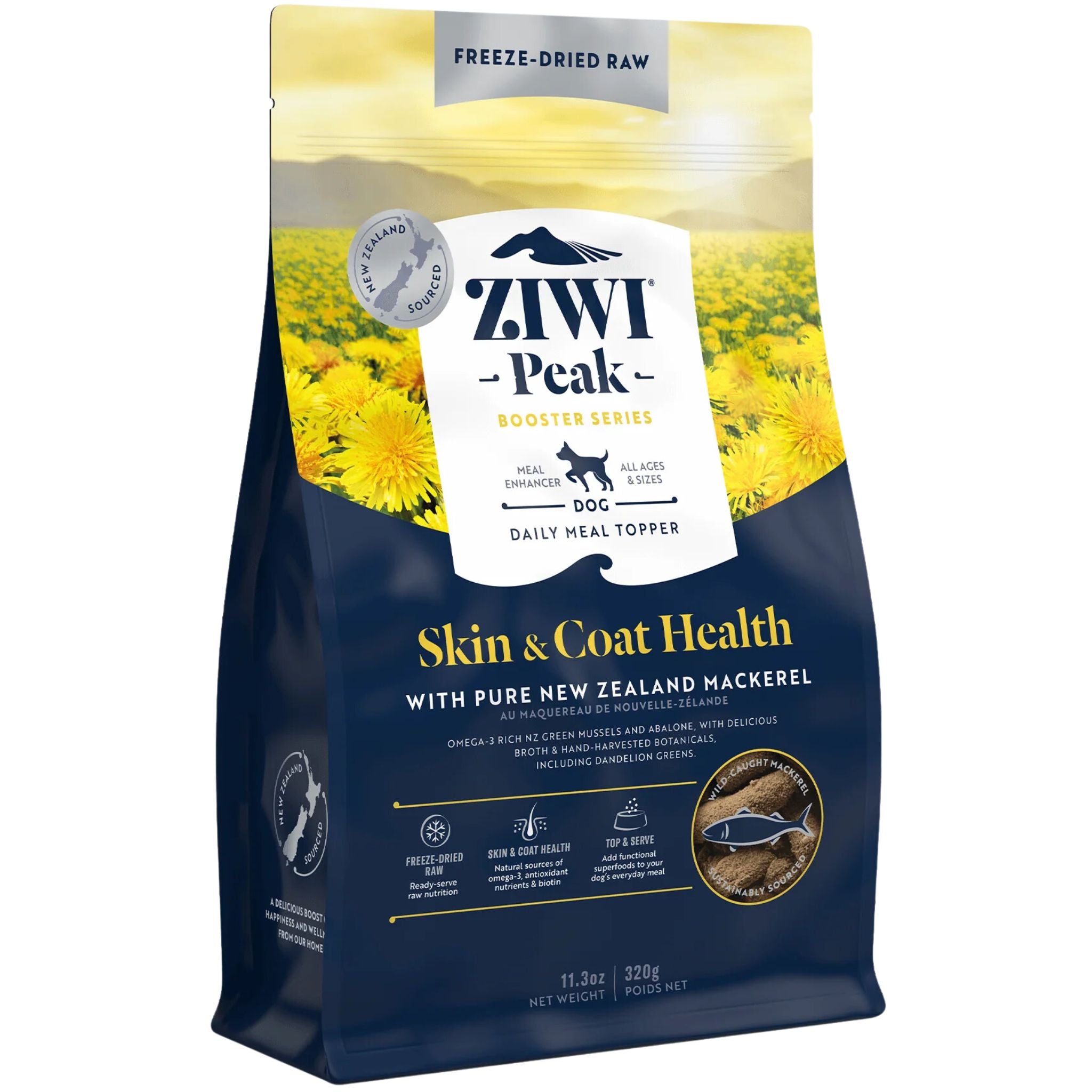 ZIWI Peak Freeze Dried Dog Boosters Skin & Coat Health - Mackerel 320g | PeekAPaw Pet Supplies