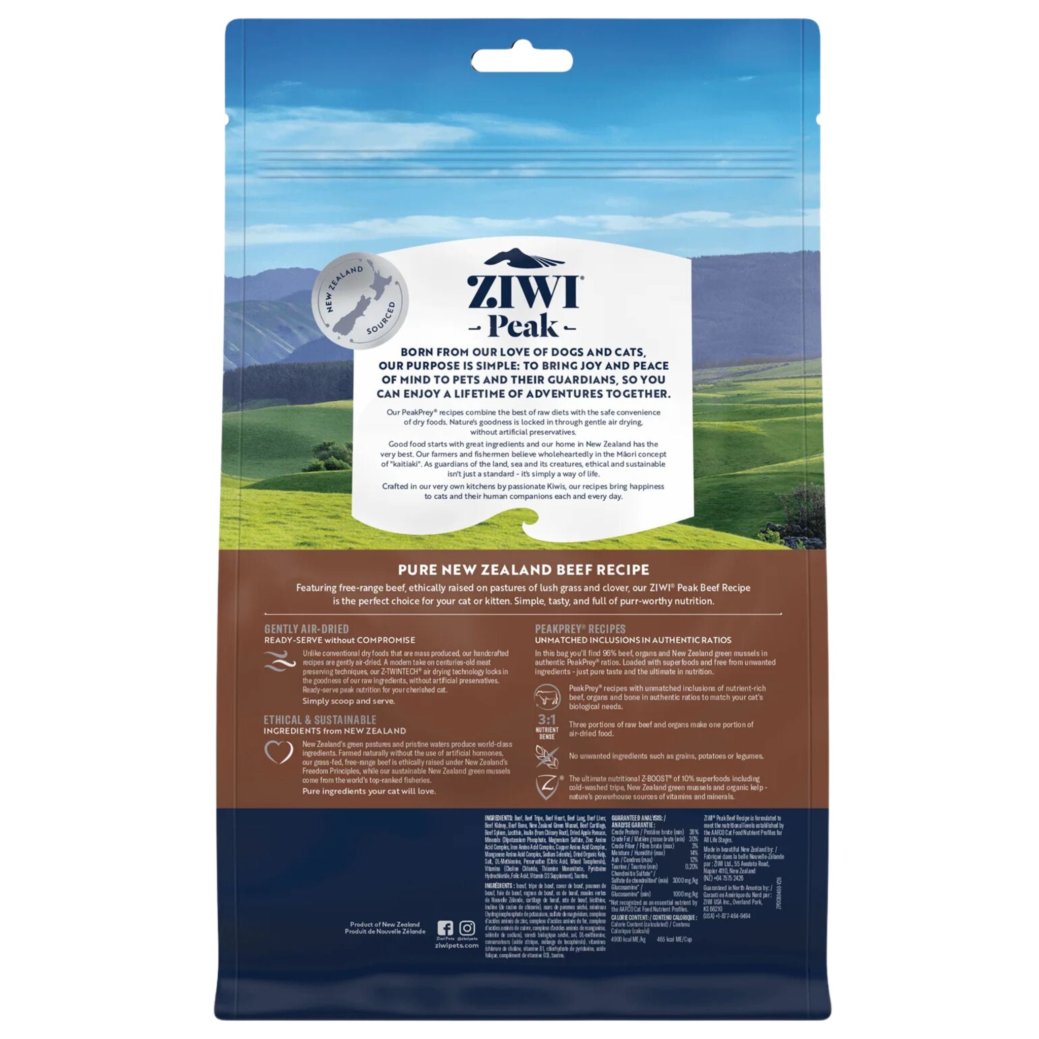 ZIWI Peak Cat Food Air Dried Beef - Back | PeekAPaw Pet Supplies