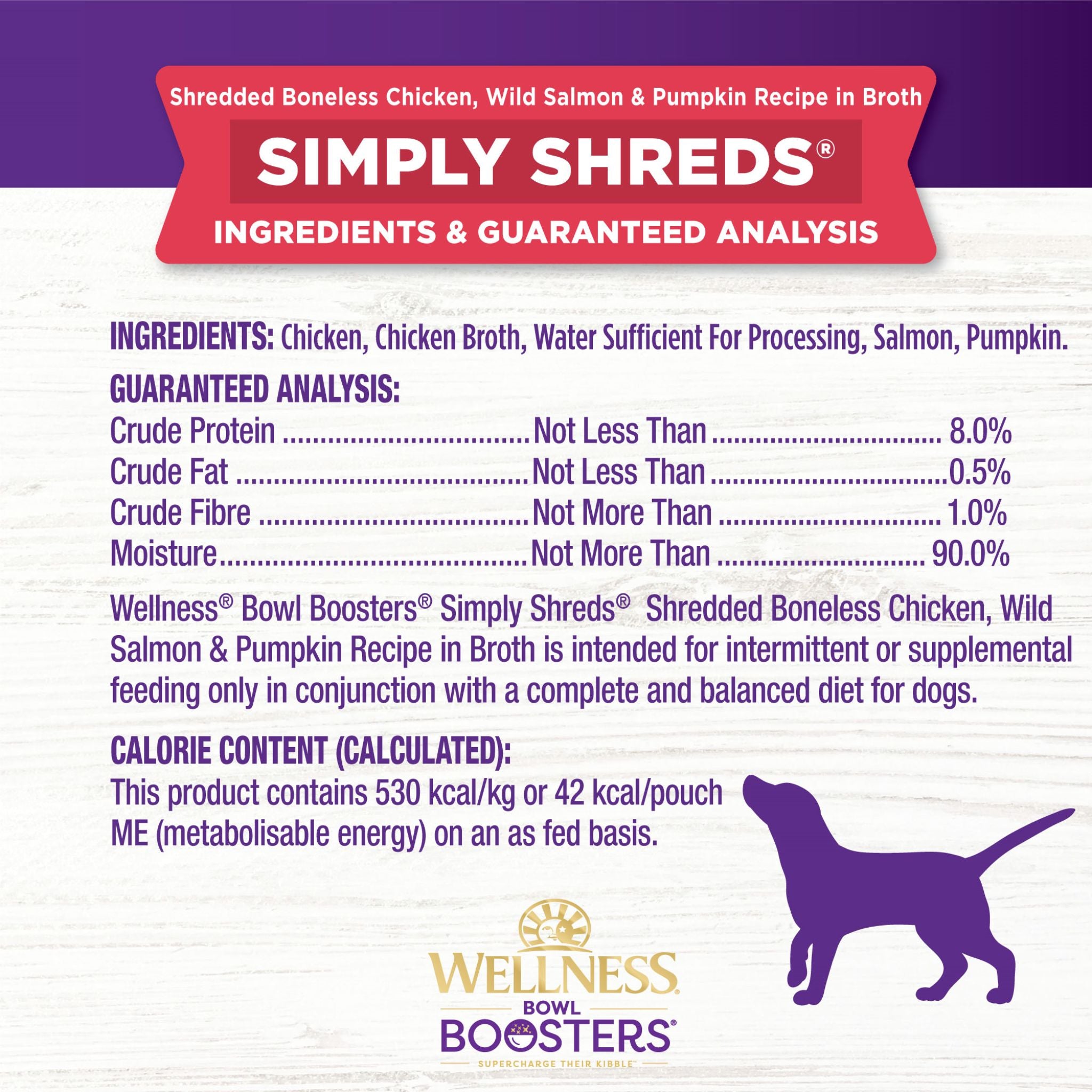 Wellness Core Wet Dog Food Simply Shreds Shredded Boneless Chicken, Wild Salmon & Pumpkin